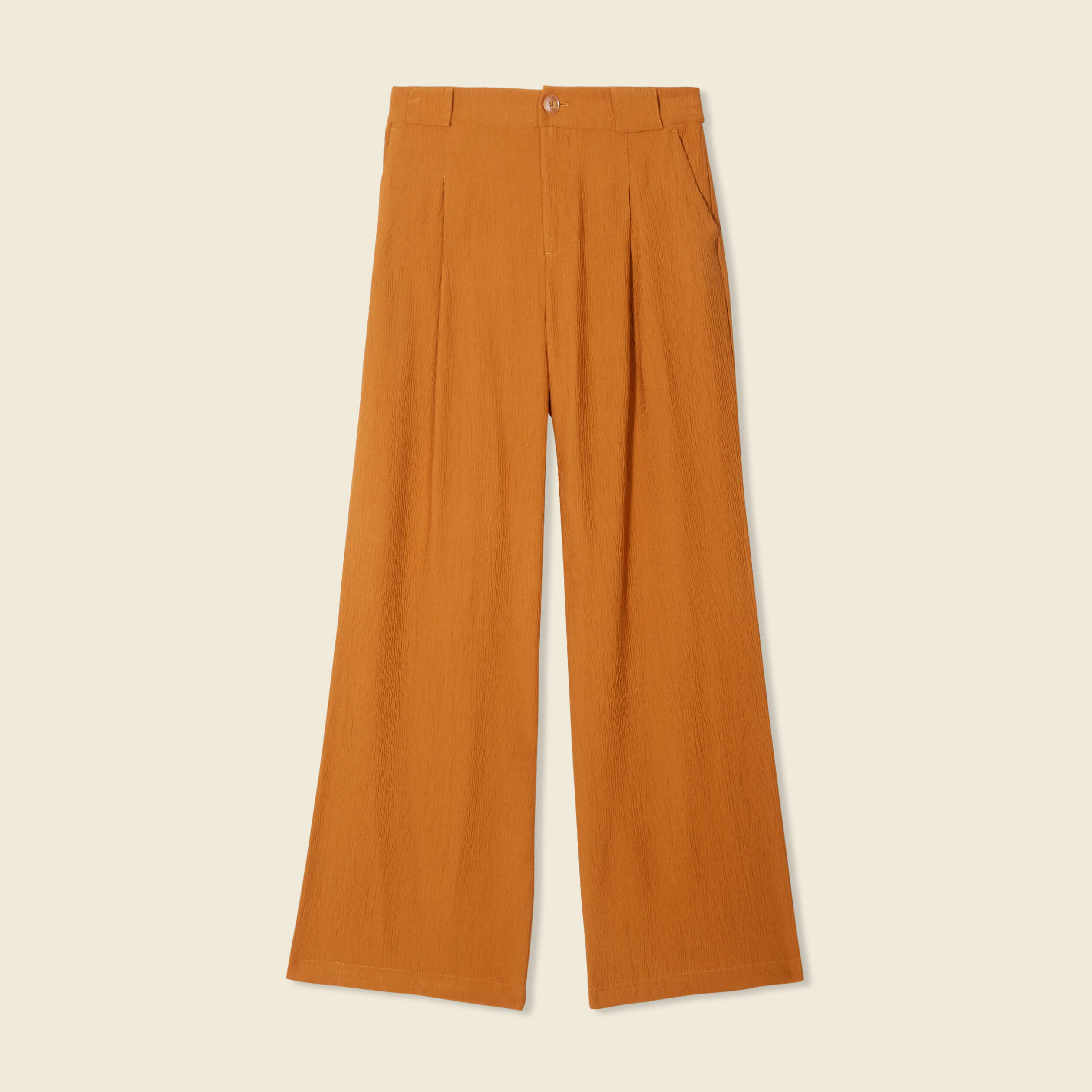 Pantalon large fluide marron femme