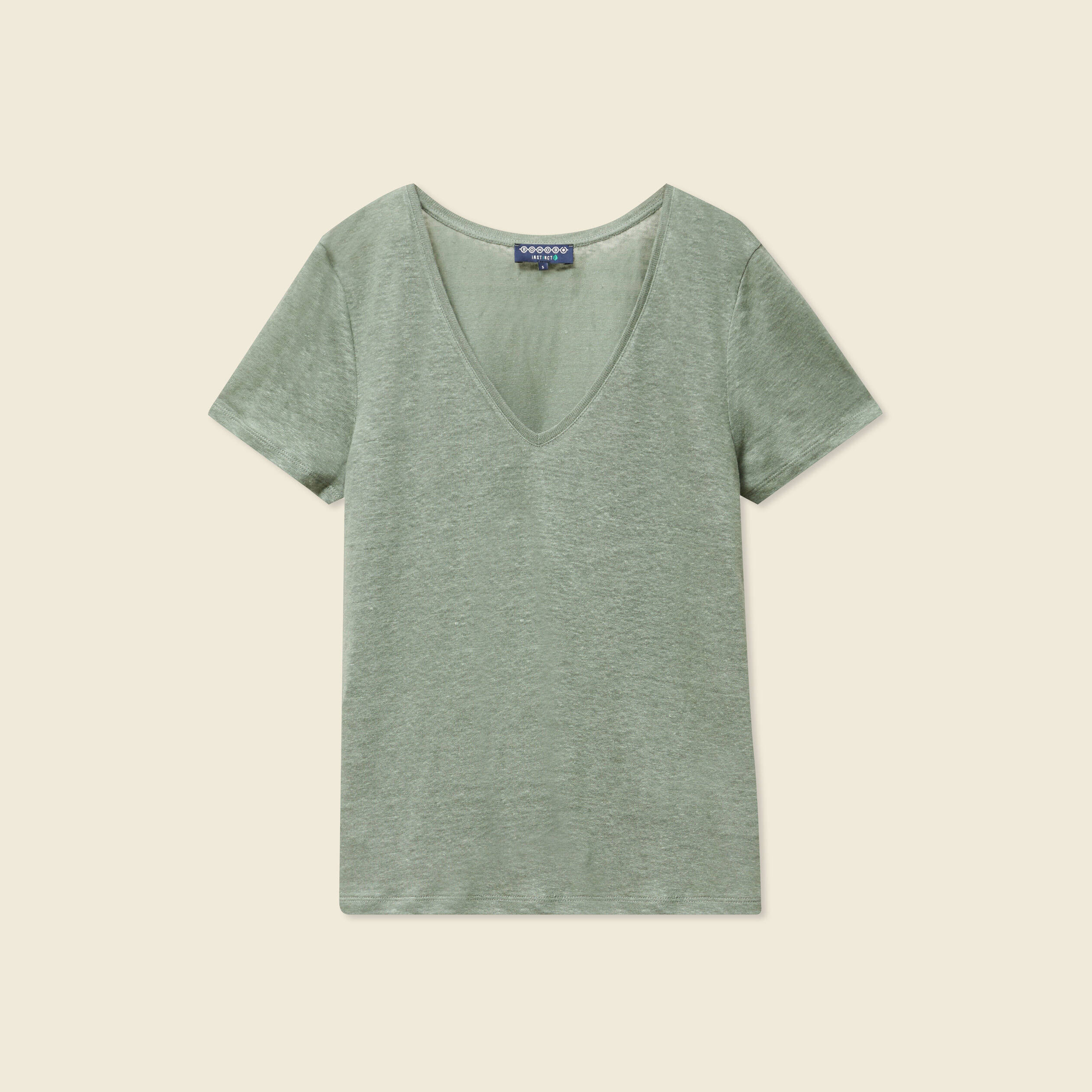 t shirt en lin vert kaki femme T-shirt en lin vert kaki femme