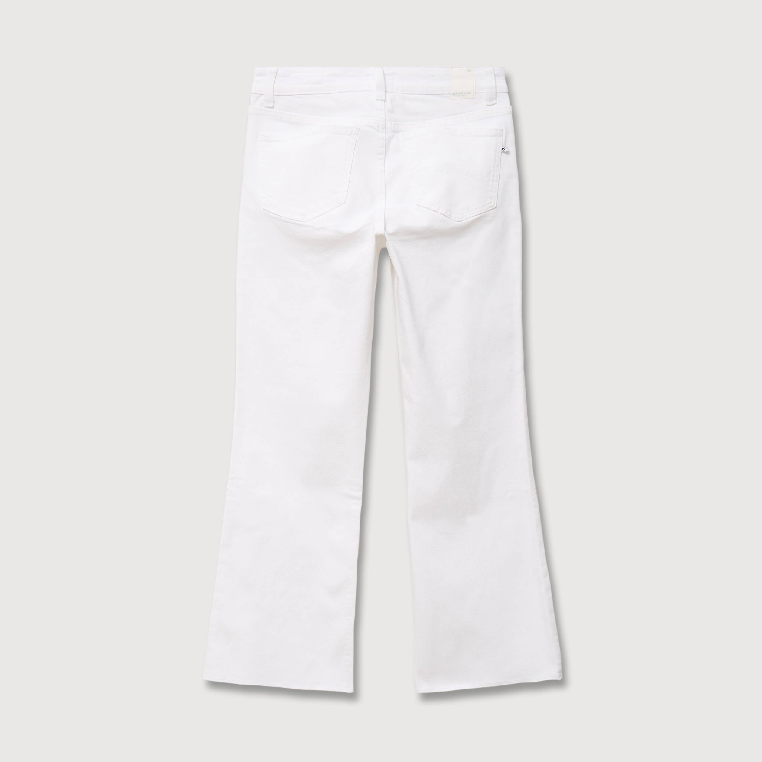 Jeans bootcut cropped taille bascul&eacute;e denim blanc femme