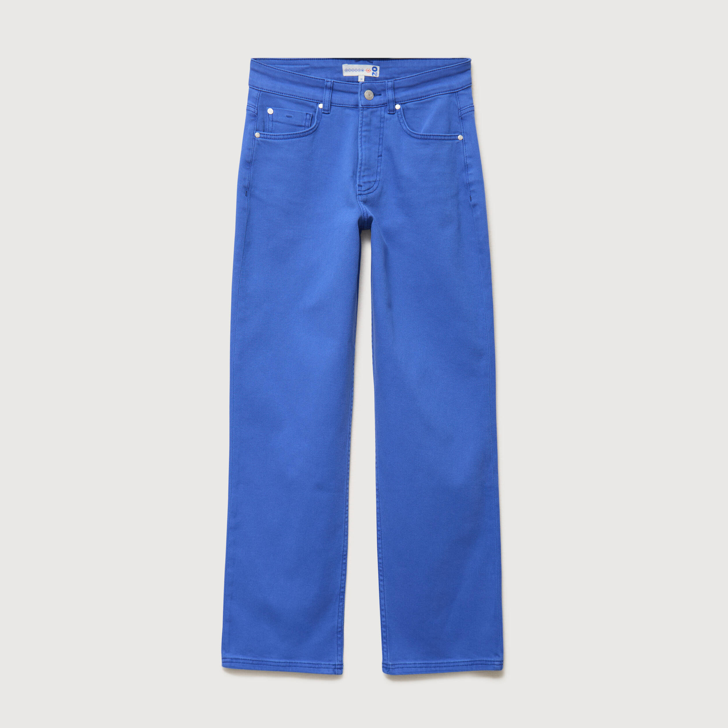 Pantalon straight taille haute bleu electrique femme