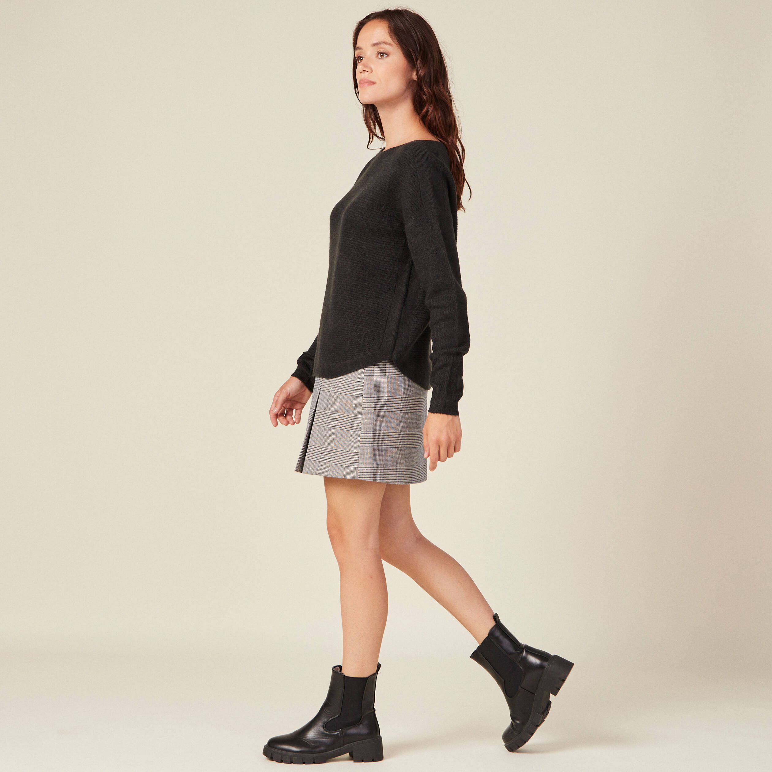 Pull manches longues noir femme