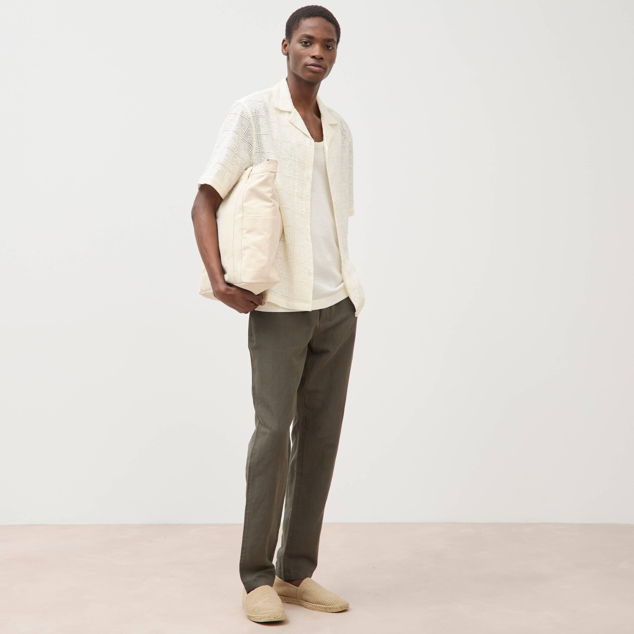 Chino coupe droite longueur 32 vert fonc&eacute; homme