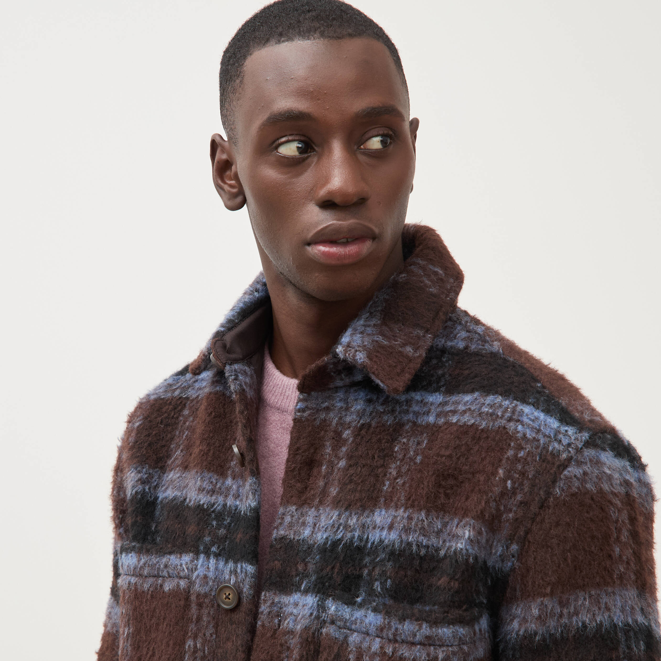 Surchemise oversize manches longues marron homme