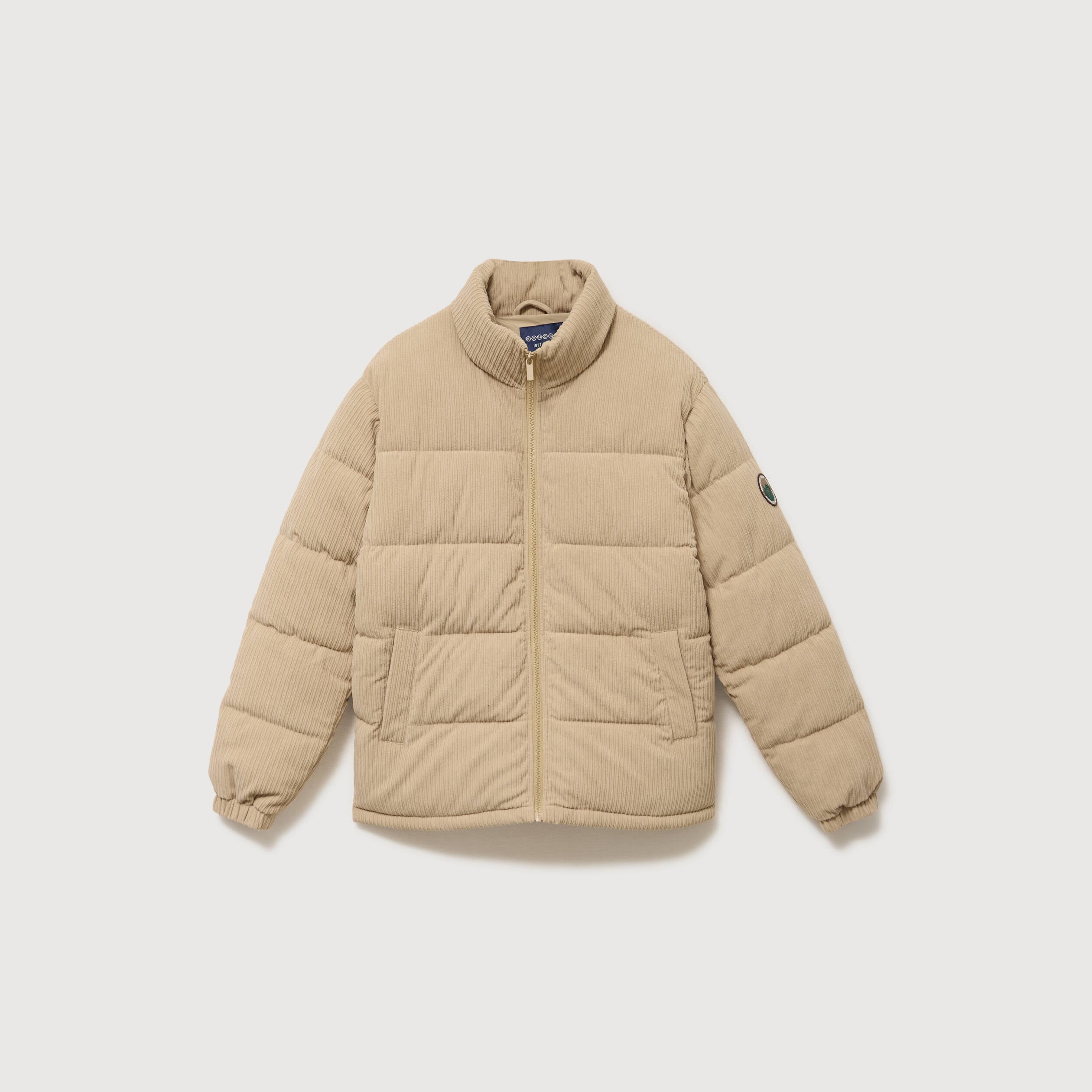 Doudoune manches longues en velours beige homme