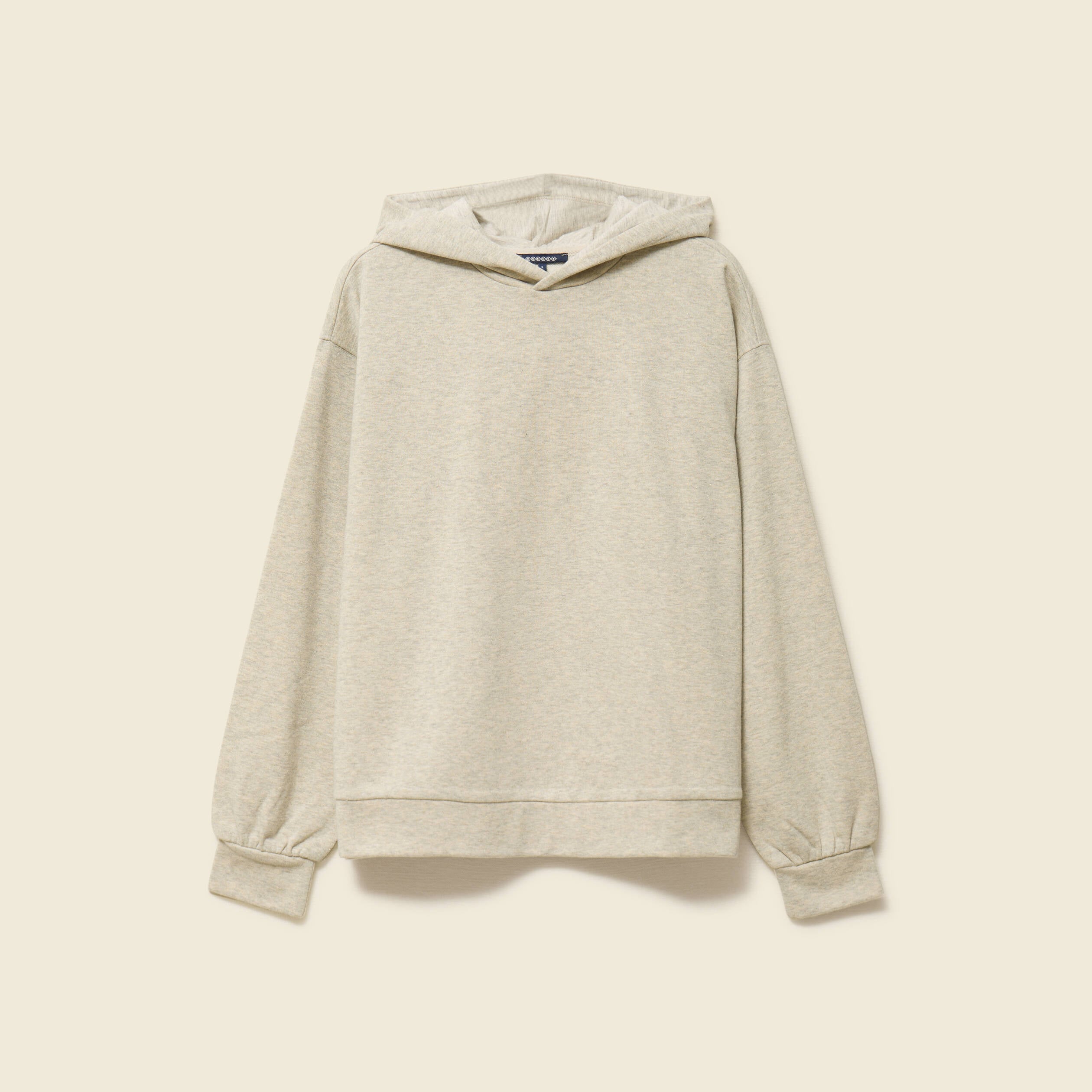 Sweat &agrave; capuche manches longues brillant gris femme