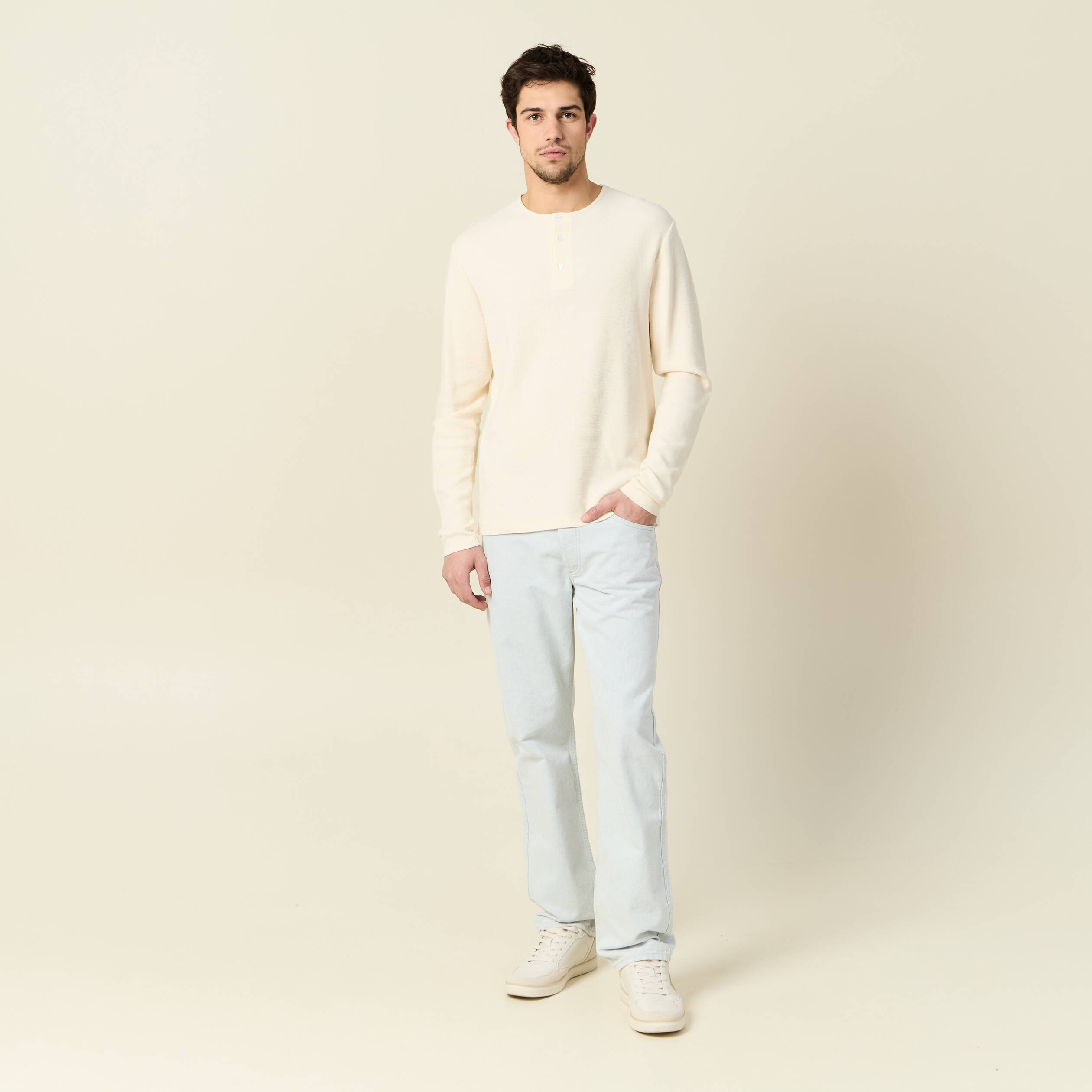 T-shirt manches longues ecru homme