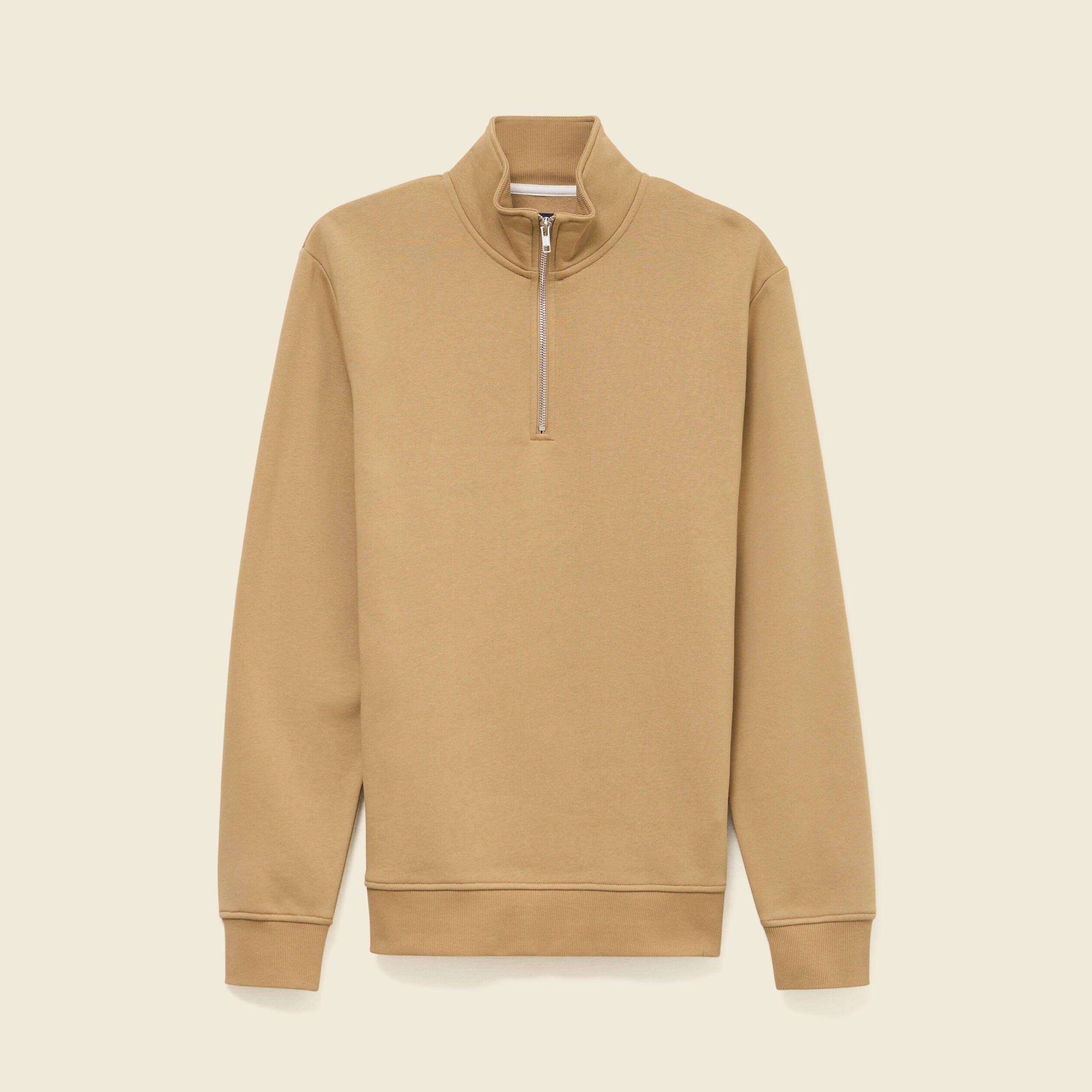 Sweat col camionneur manches longues beige homme