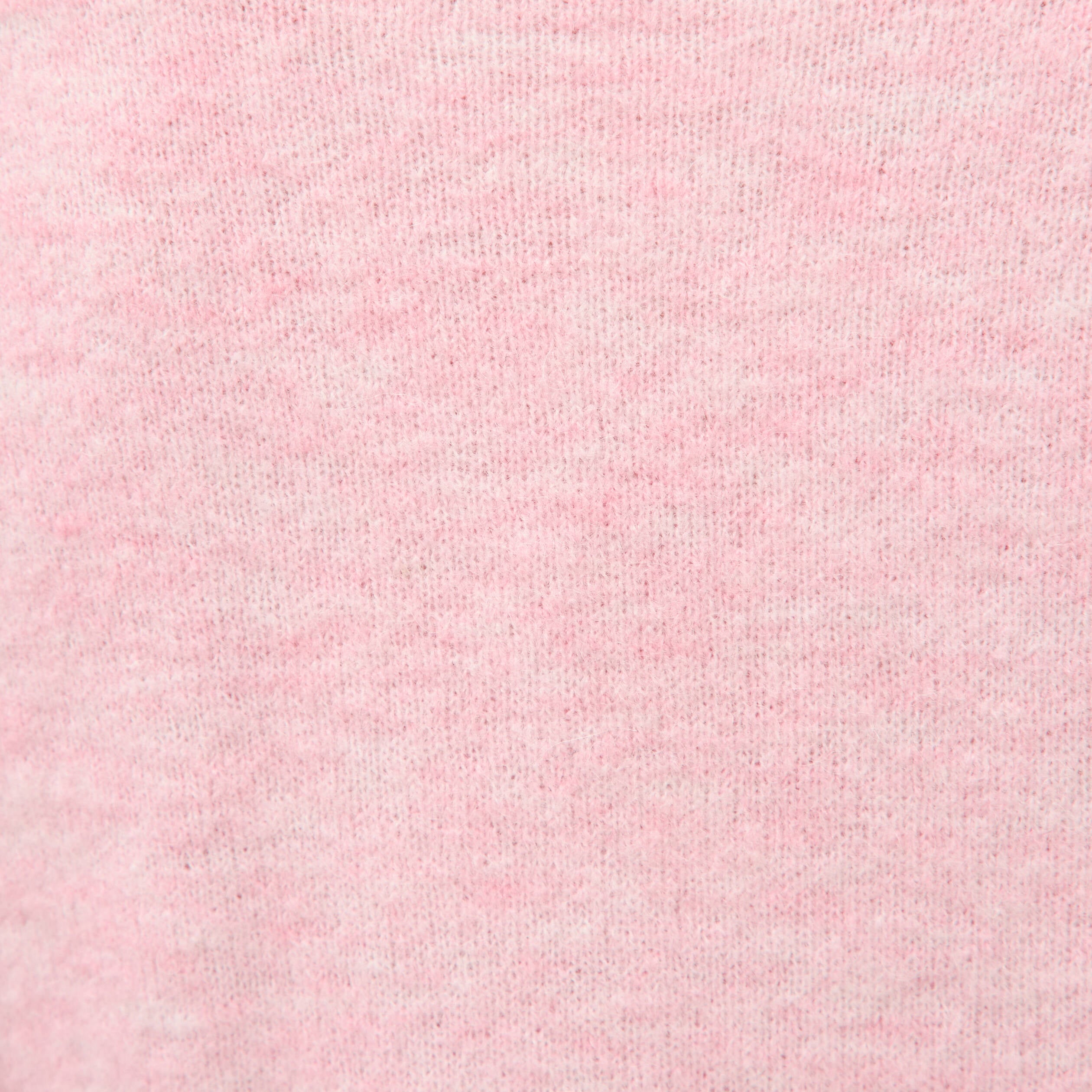 Pull droit col rond manches courtes rose clair femme