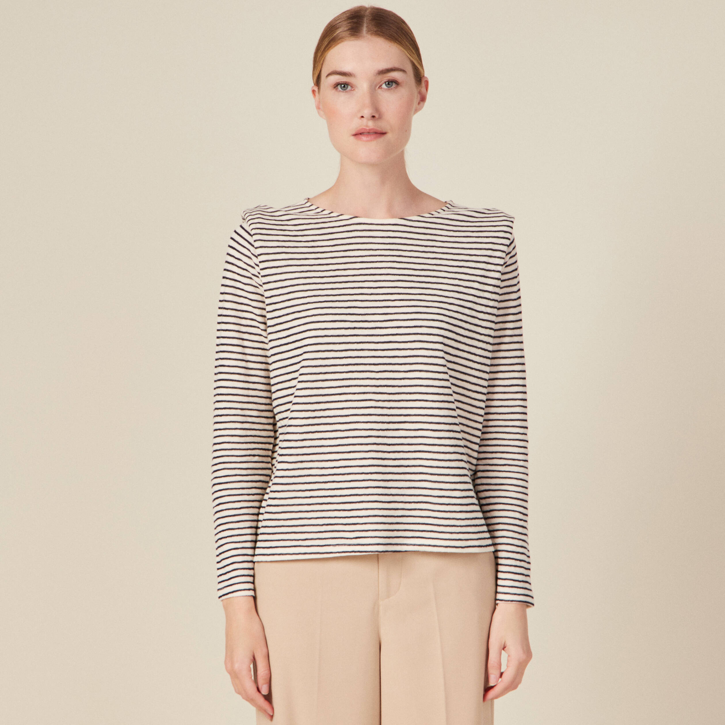 t shirt manches longues ecru femme T-shirt manches longues ecru femme
