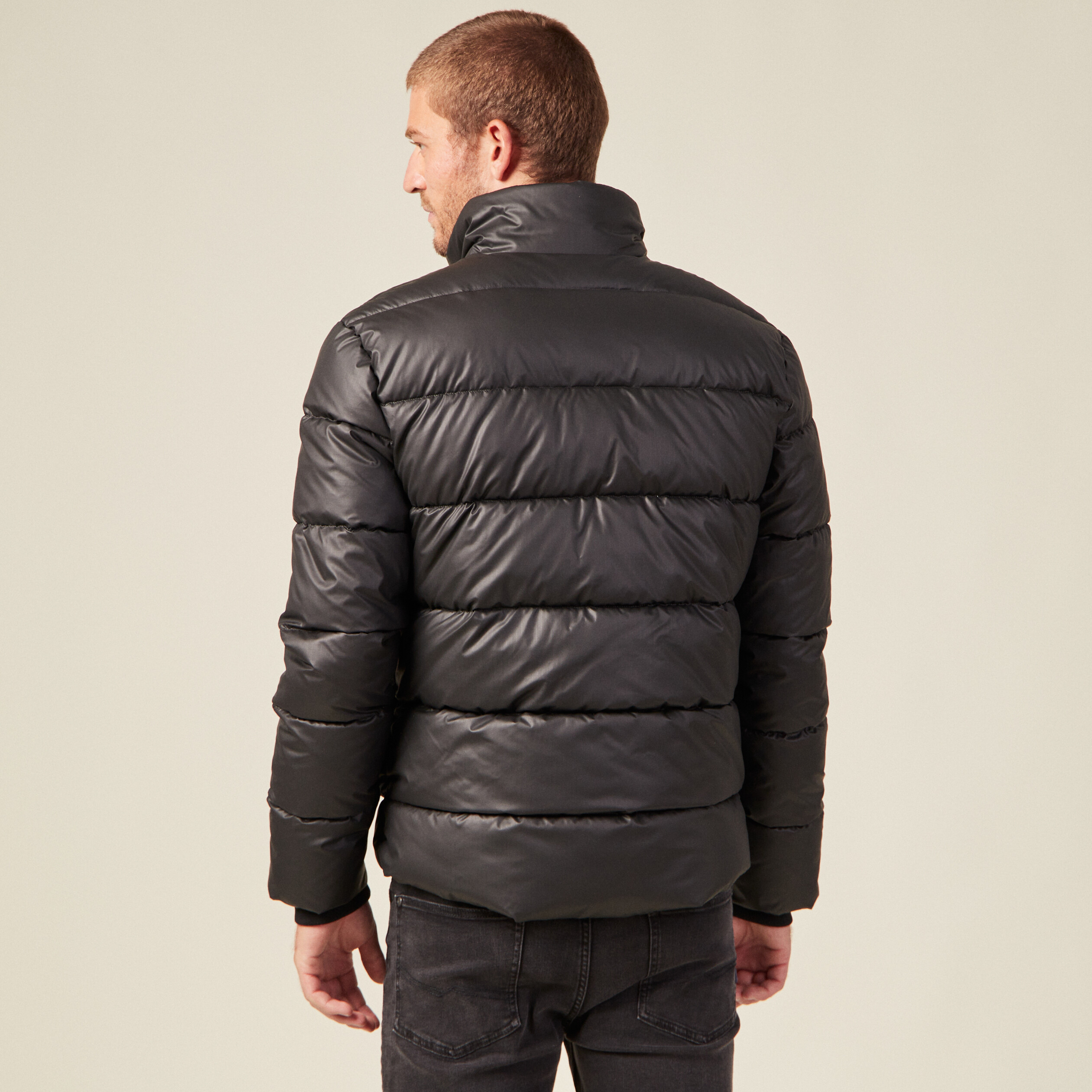 Doudoune droite col montant noir homme