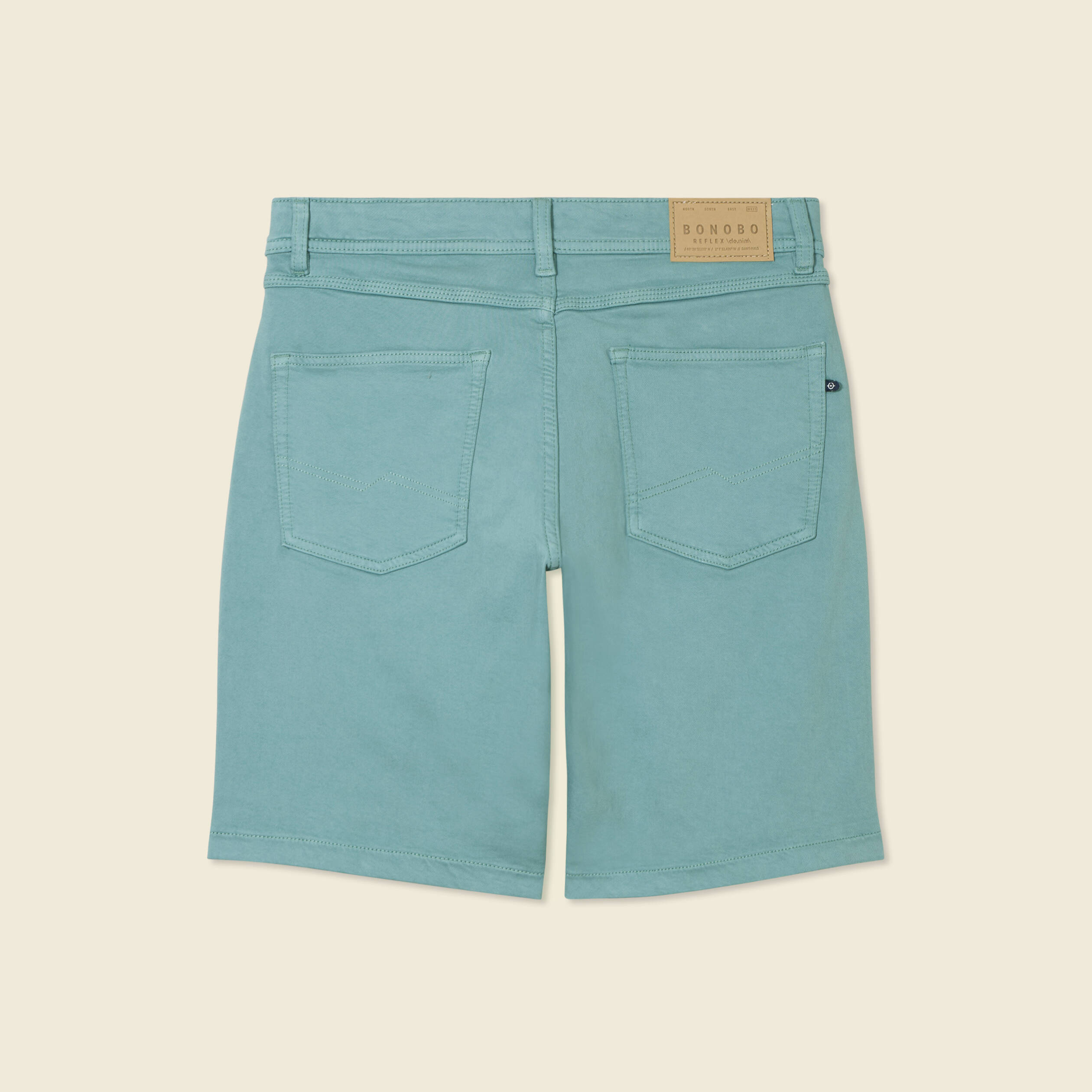 Bermuda droit 5 poches vert fonc&eacute; homme