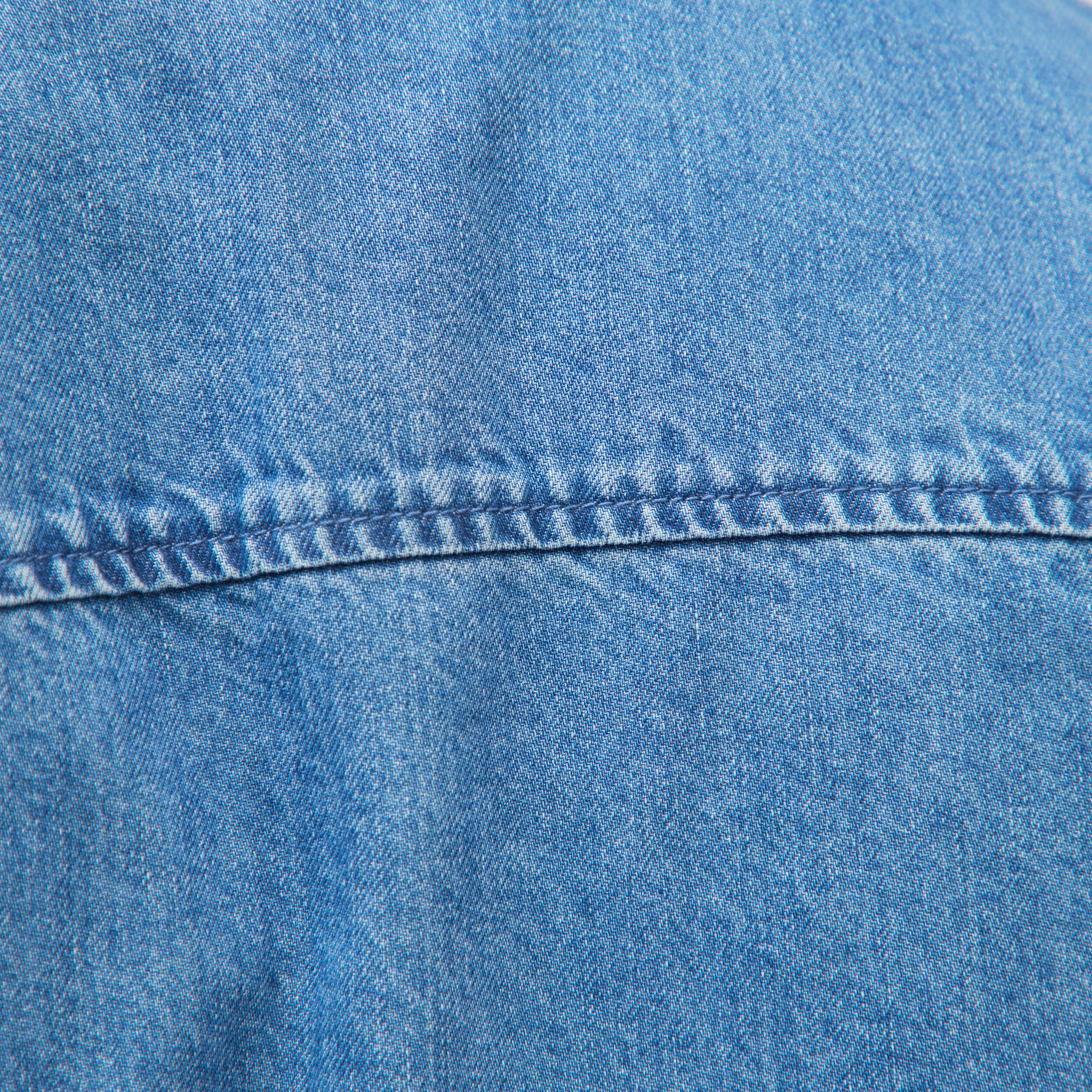 Chemise col am&eacute;ricain manches longues denim stone homme