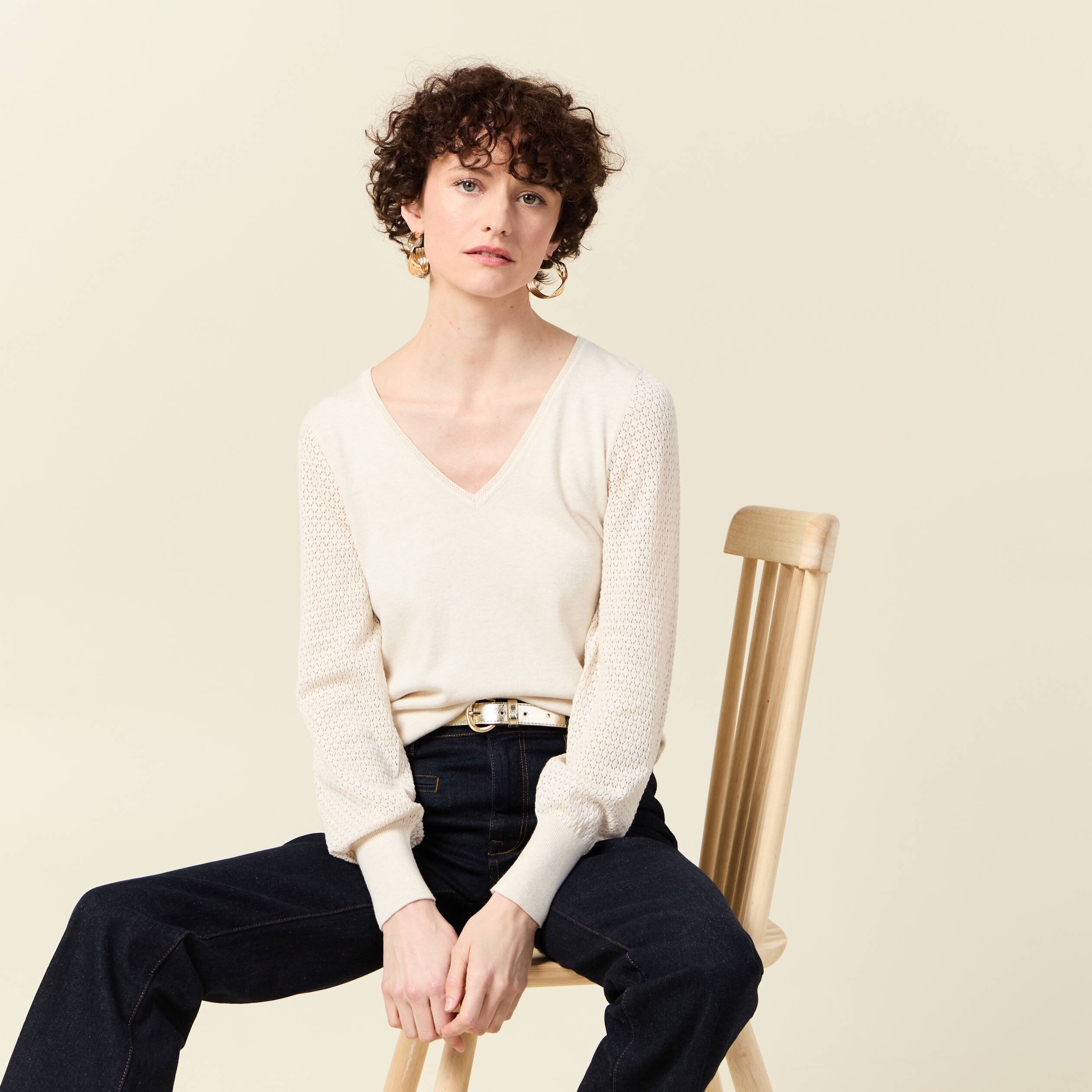 pull manches longues creme femme Pull manches longues creme femme