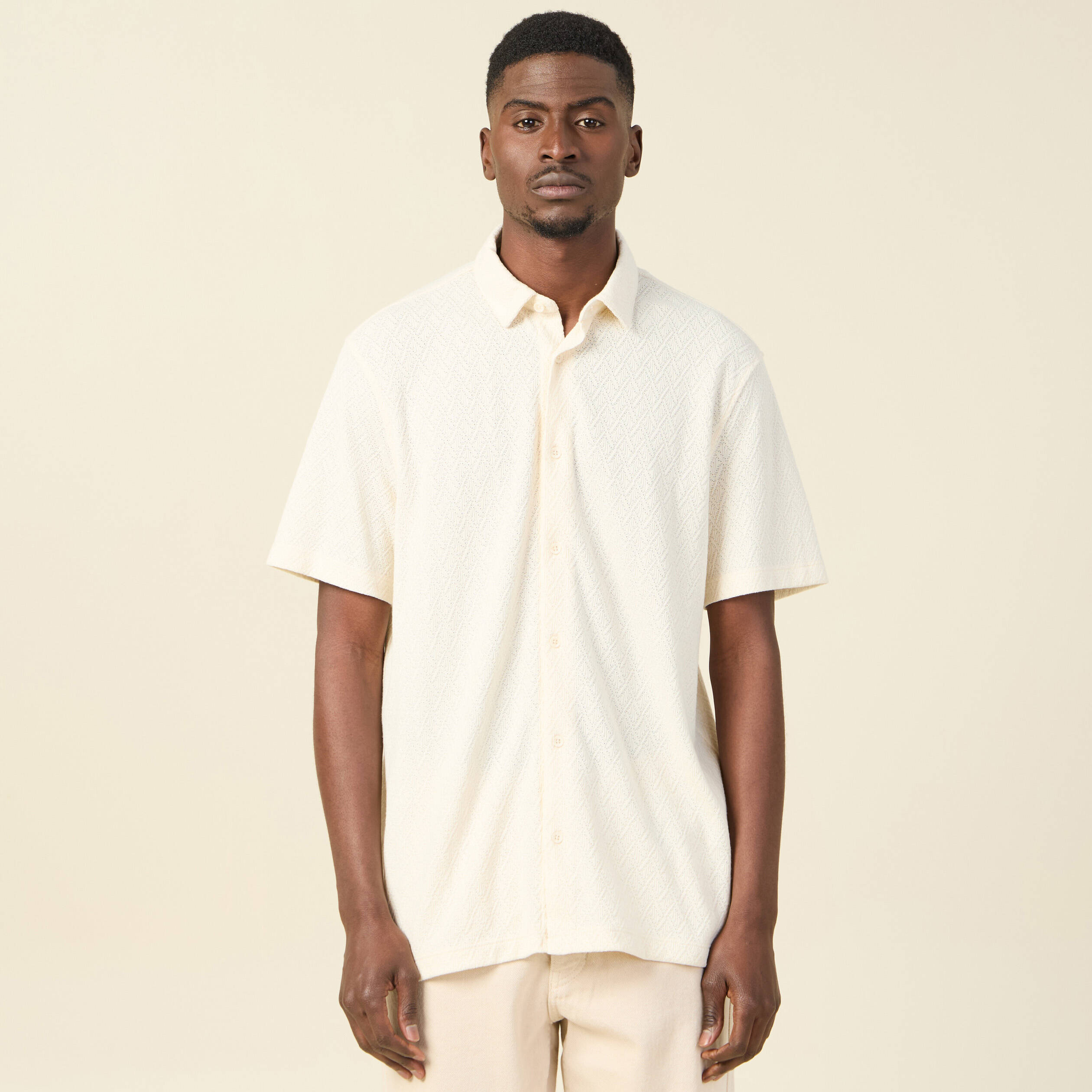 Chemise manches courtes ecru homme