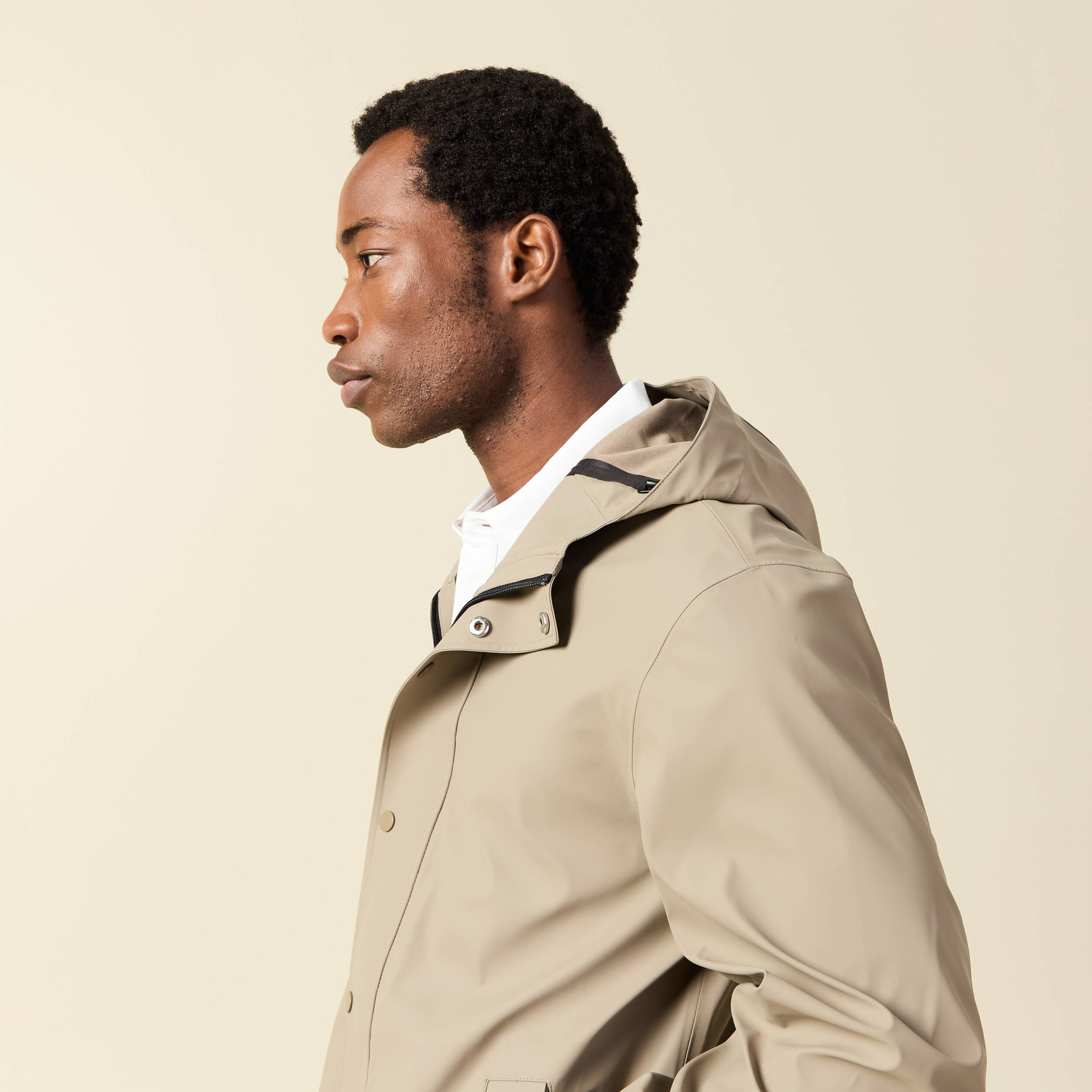 Parka longue droite &agrave; capuche taupe homme