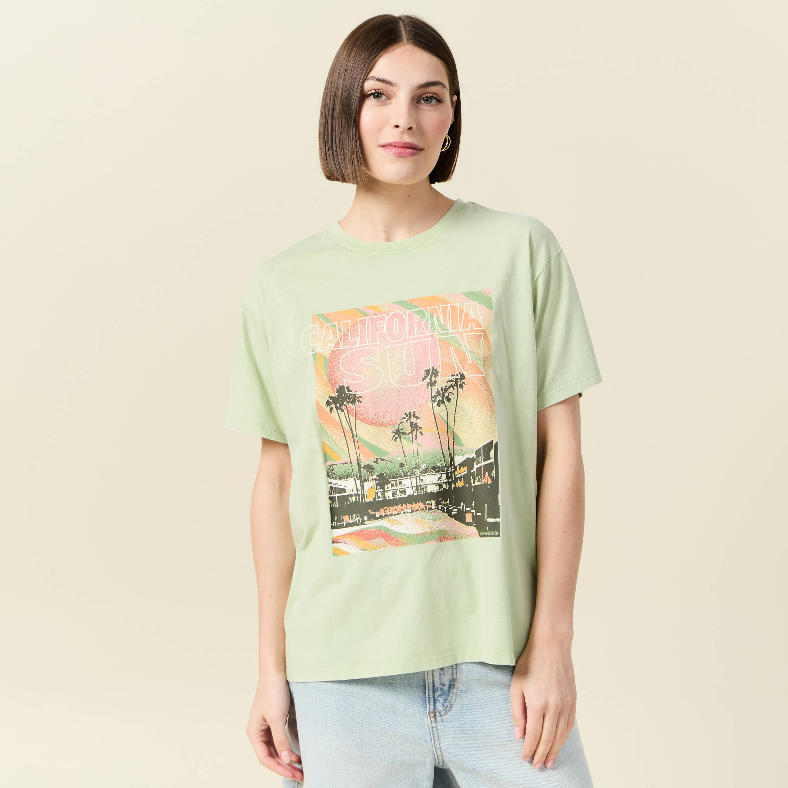 t shirt oversize en coton vert clair femme T-shirt oversize en coton vert clair femme
