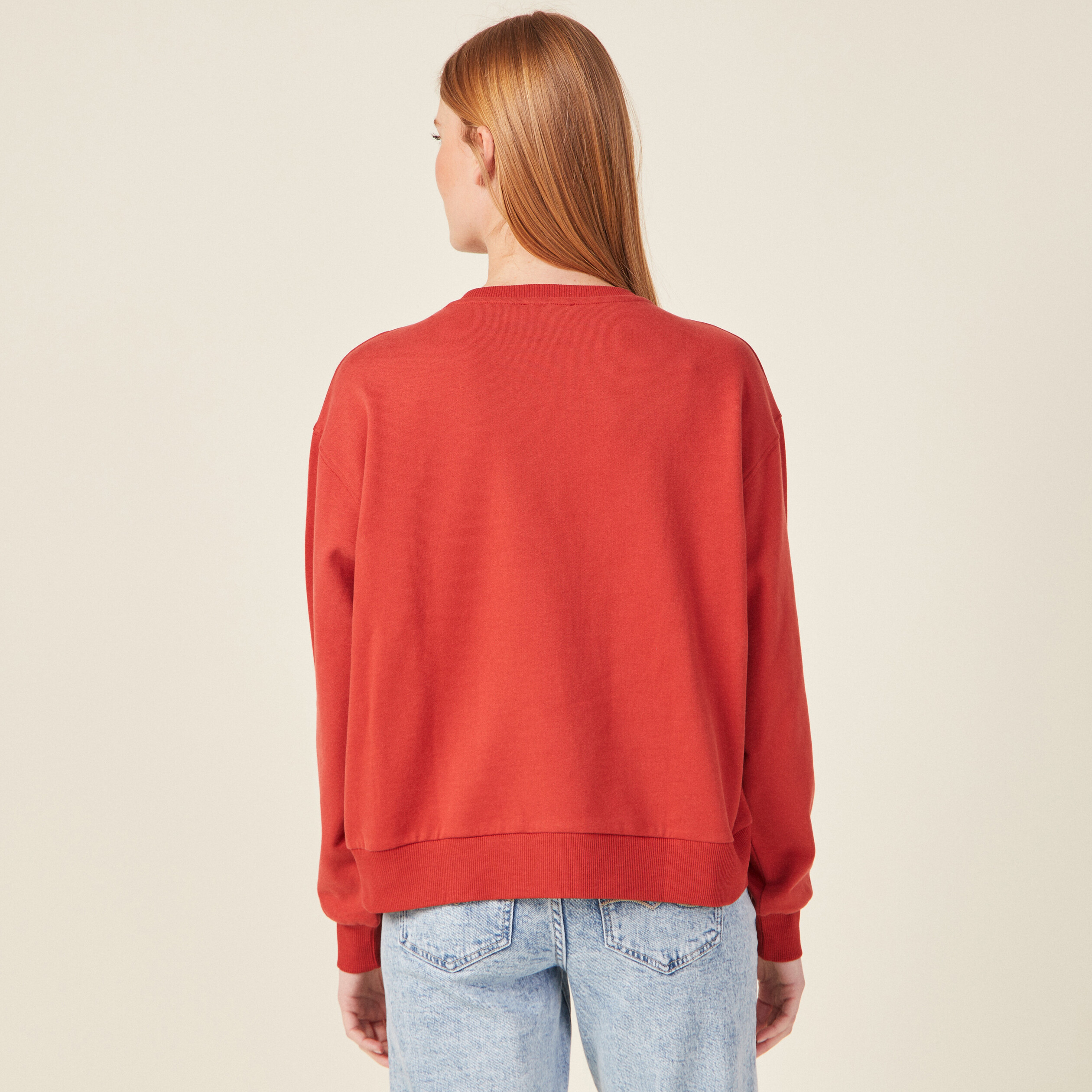 Sweat manches longues orange foncé femme