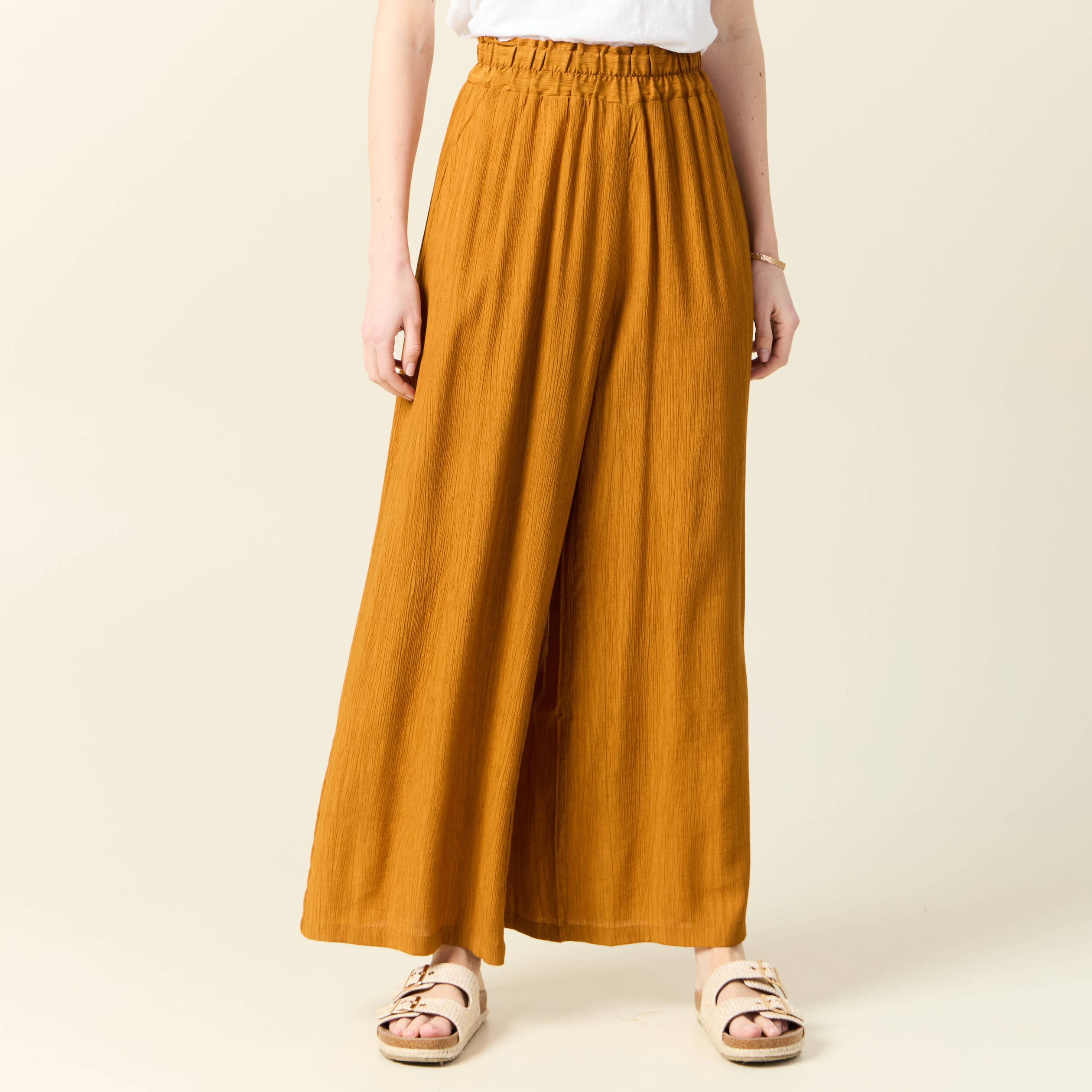 pantalon large camel femme Pantalon large camel femme