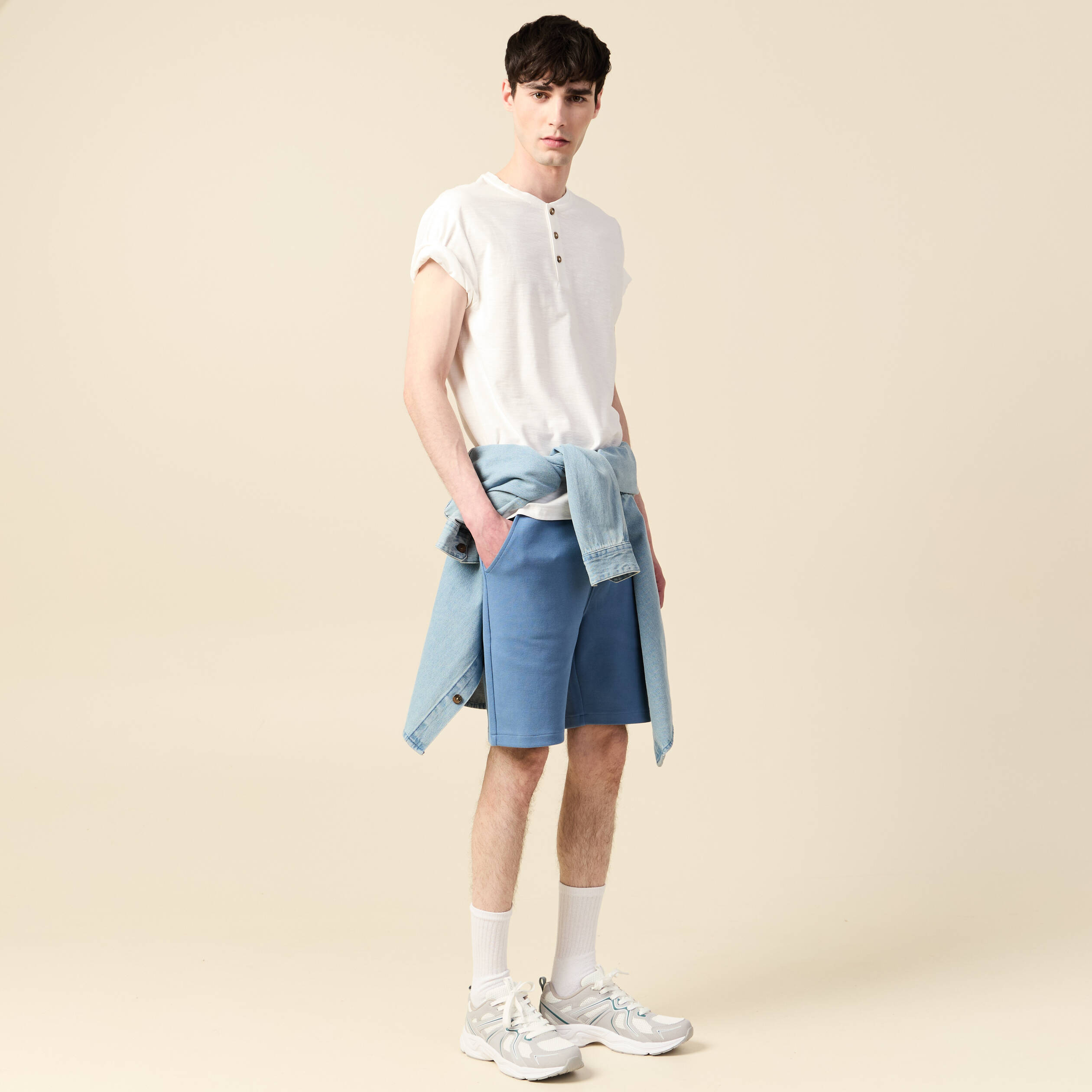 short eco responsable bleu gris homme Short éco-responsable bleu gris homme