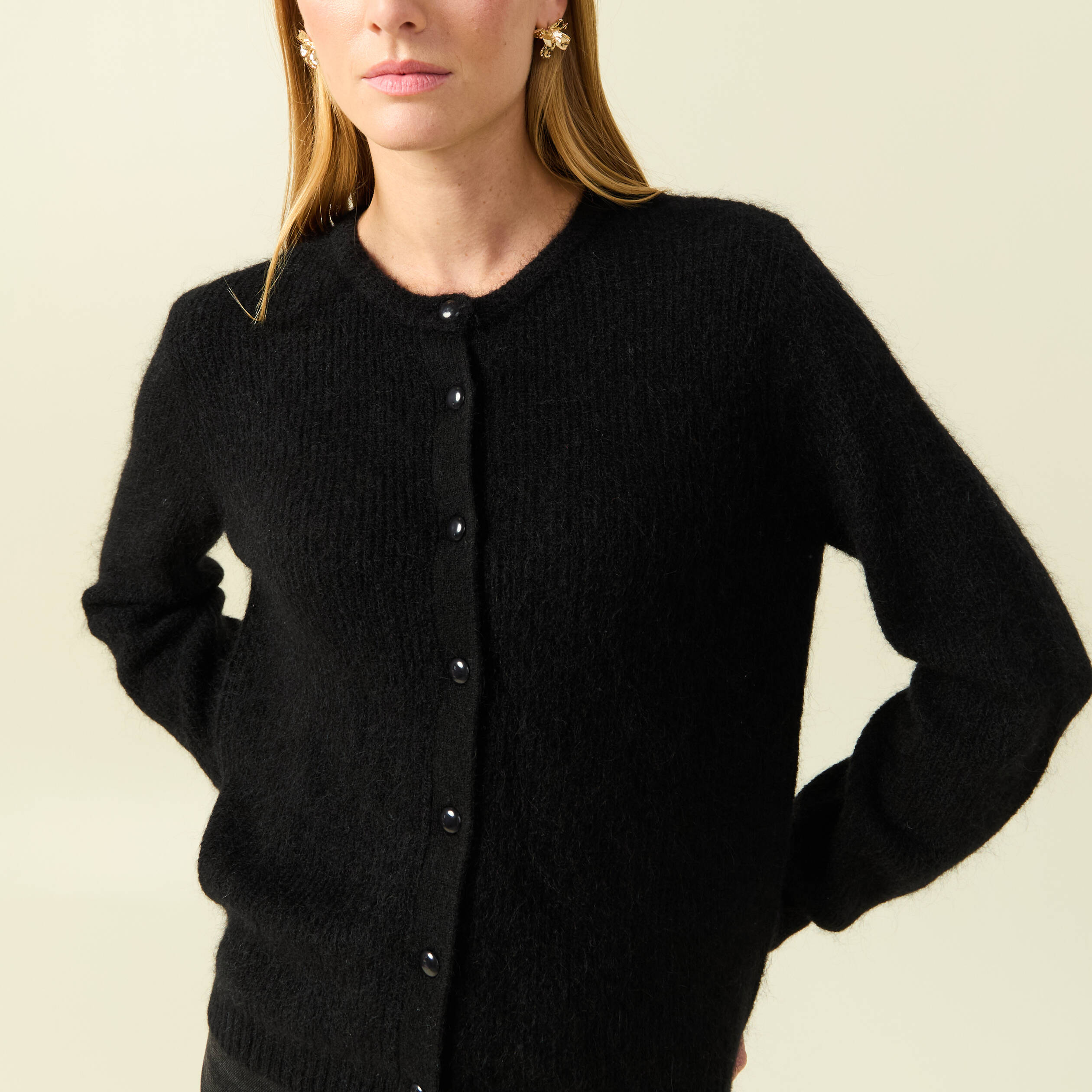 Gilet manches longues noir femme