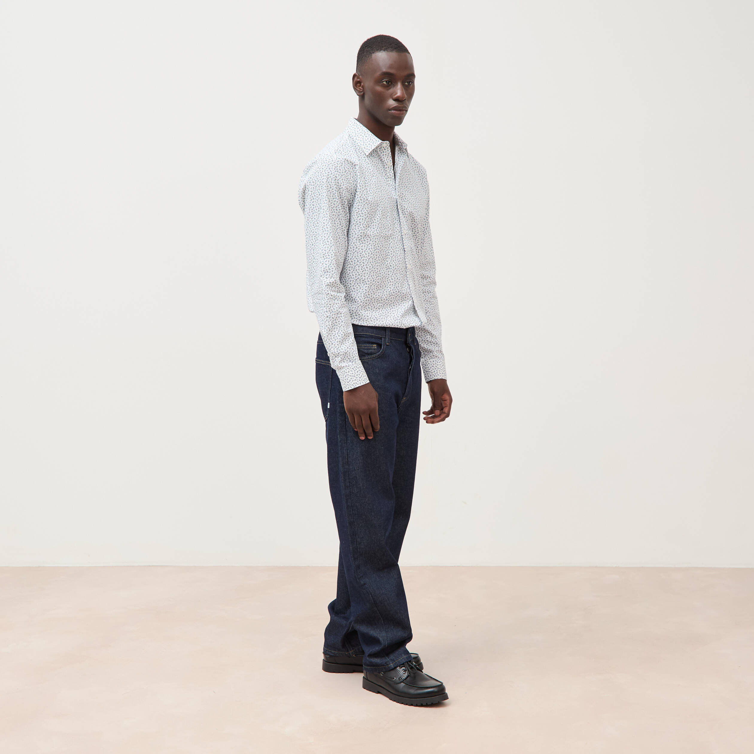 Chemise en coton manches longues blanc homme