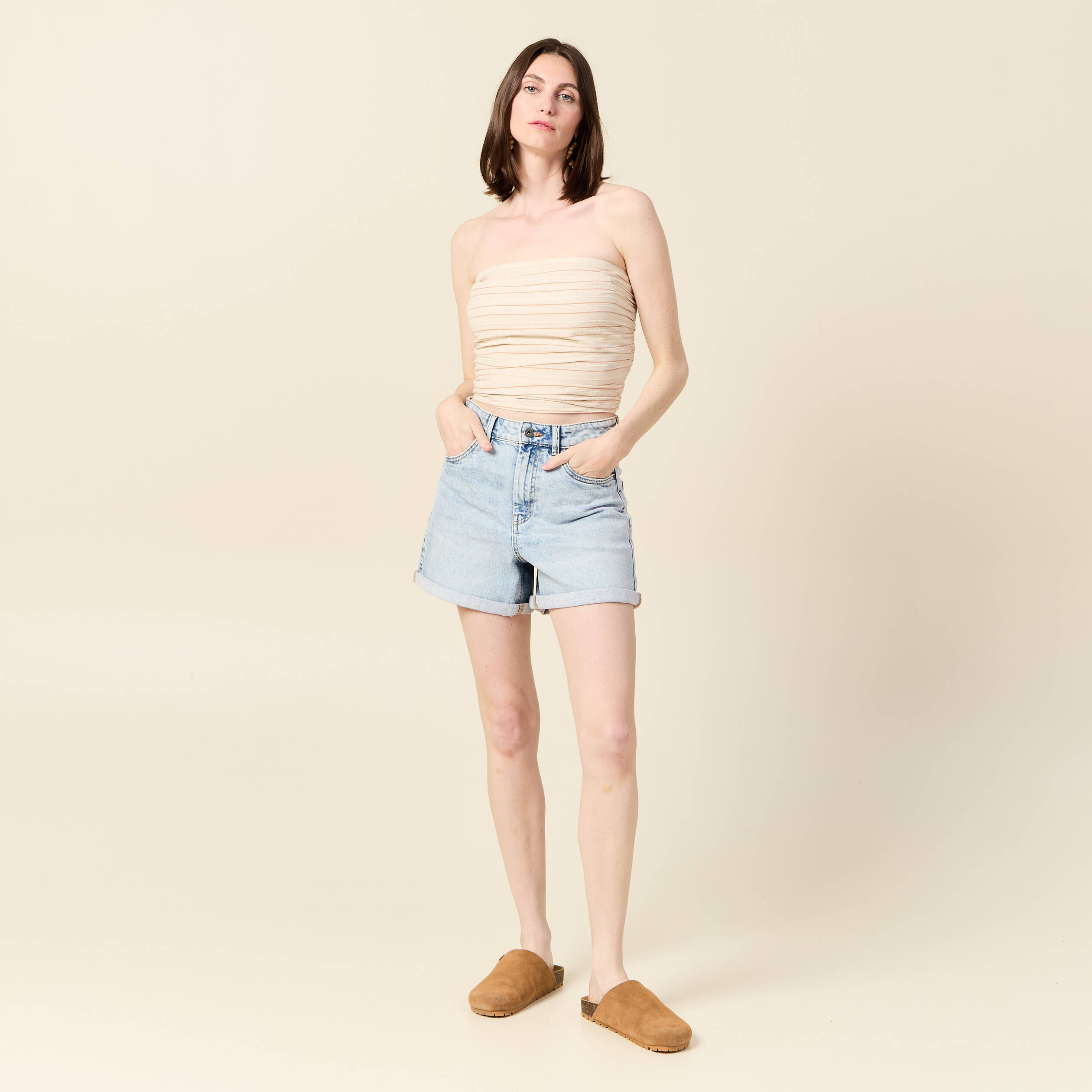 bustier sans manches ecru femme Bustier sans manches ecru femme