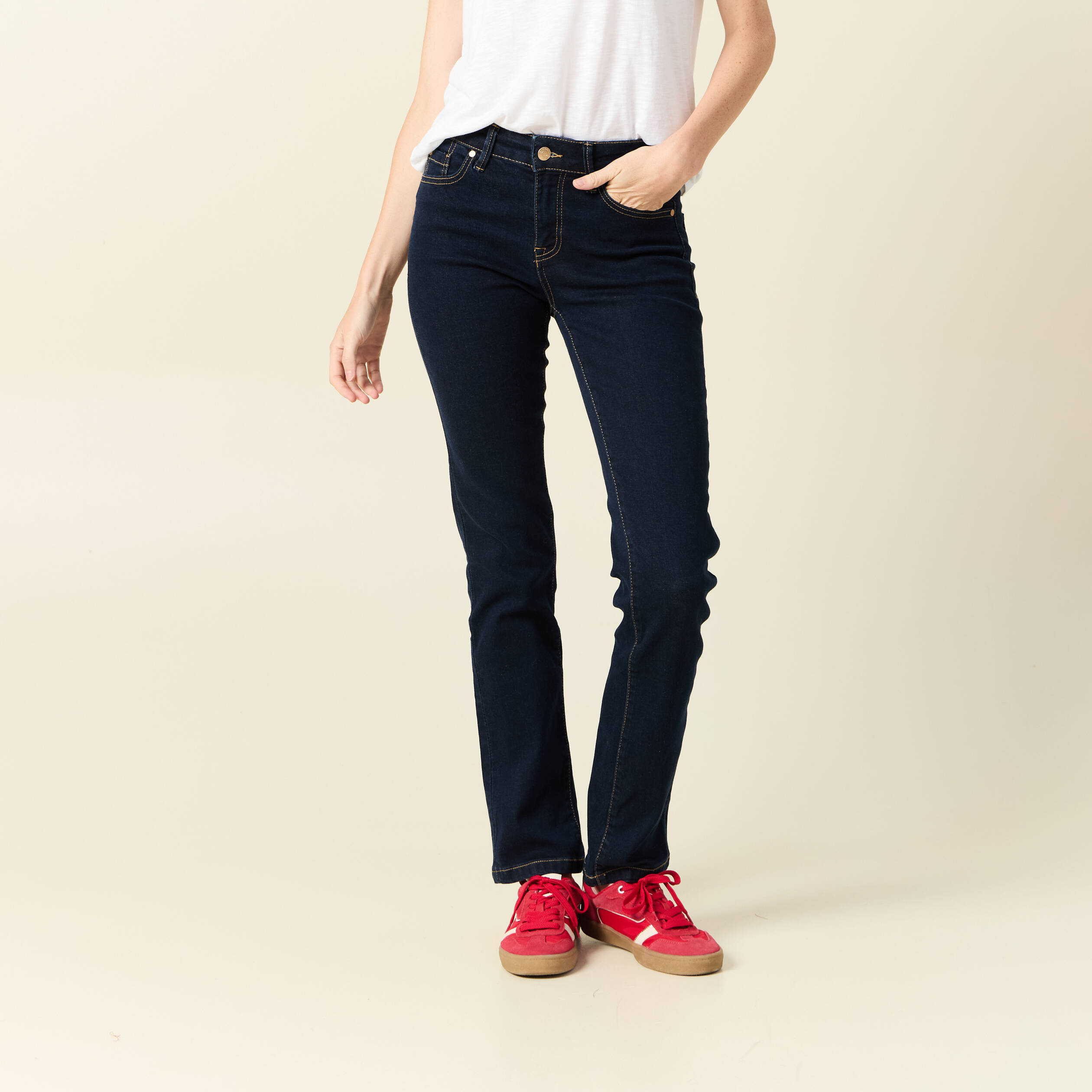 jeans regular 5 poches denim brut rinse femme Jeans regular 5 poches denim brut rinse femme