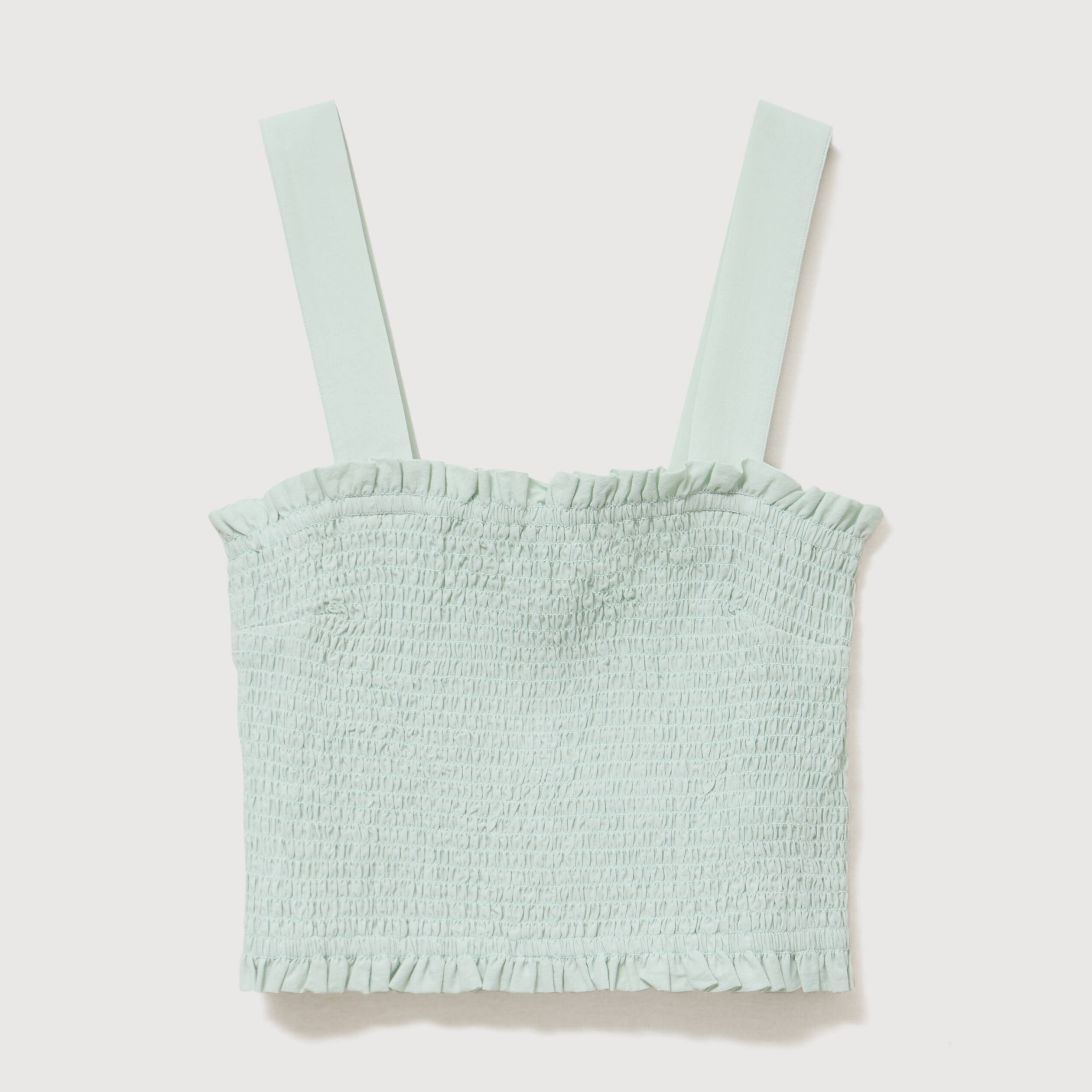 Top cintr&eacute; court &agrave; bretelles col carr&eacute; vert pastel femme