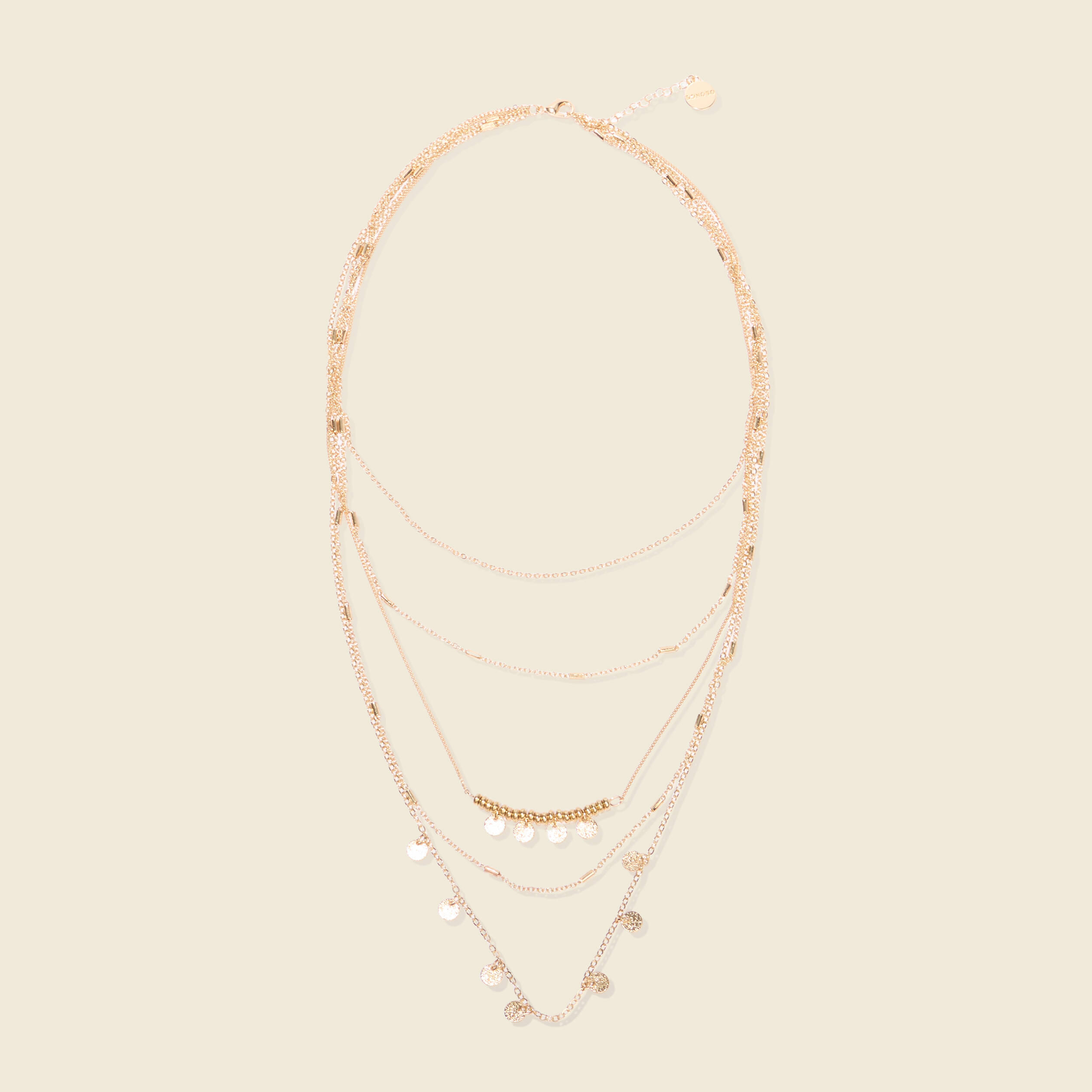Collier multi-cha&icirc;nes couleur or femme