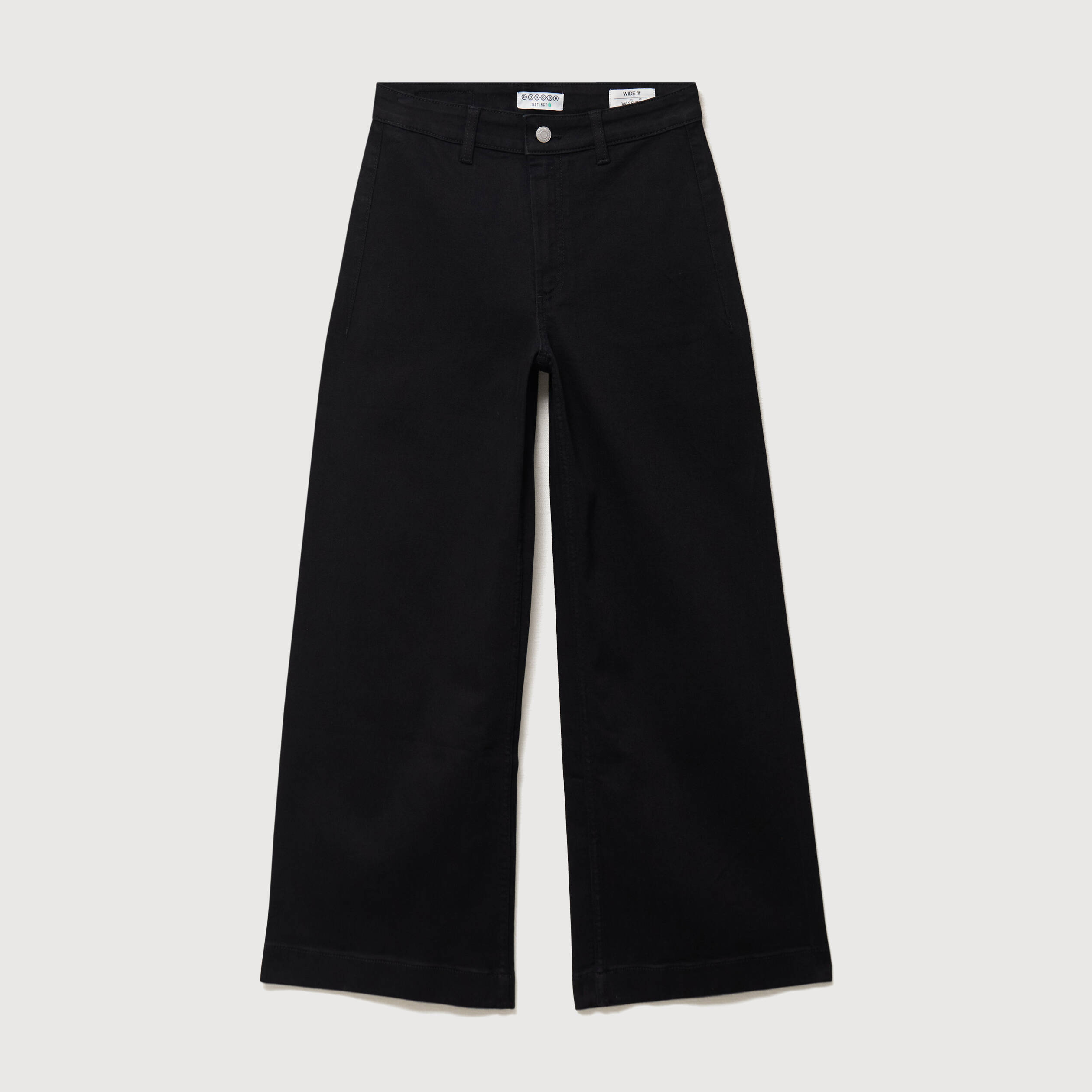 Jeans large taille haute denim noir femme