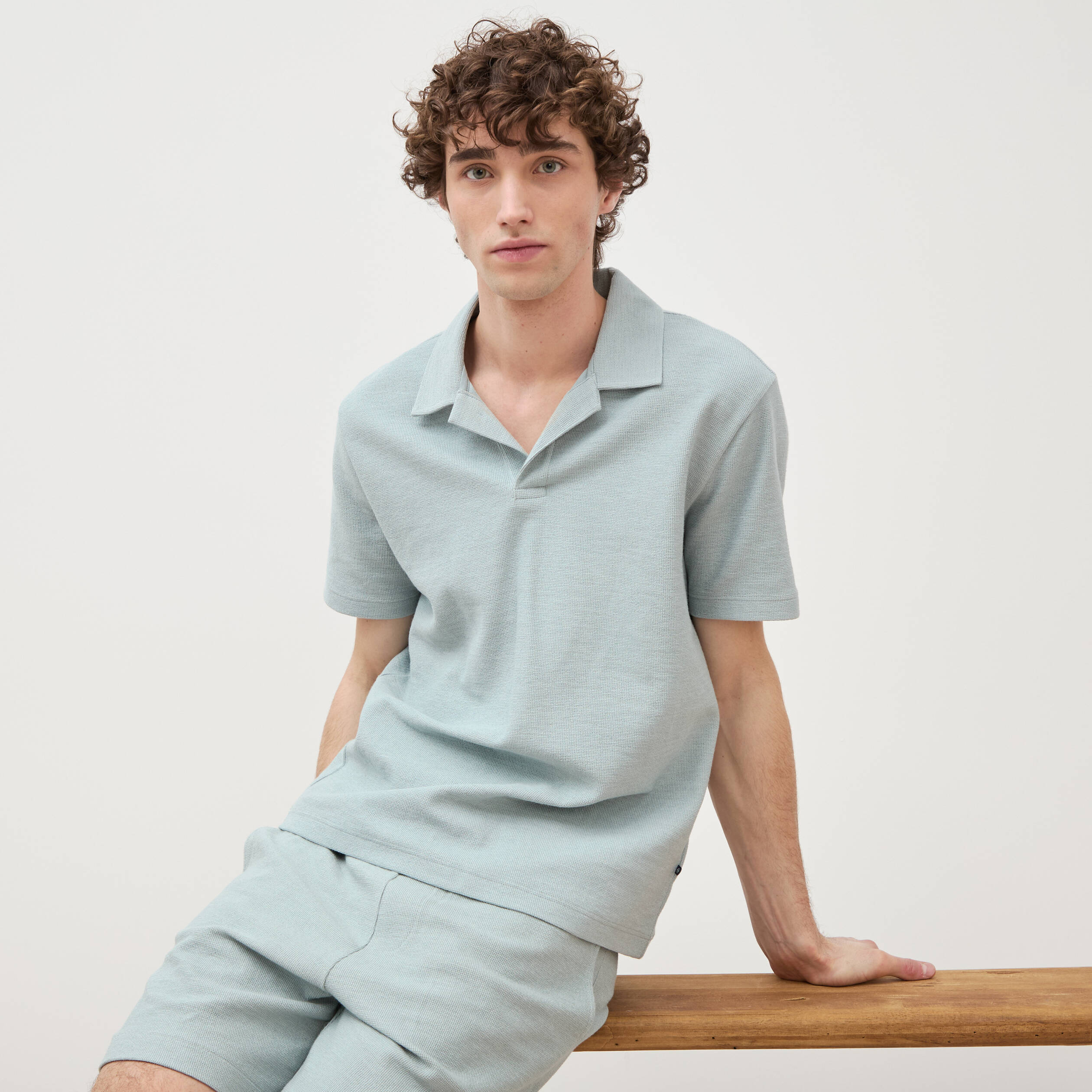 Polo manches courtes vert clair homme