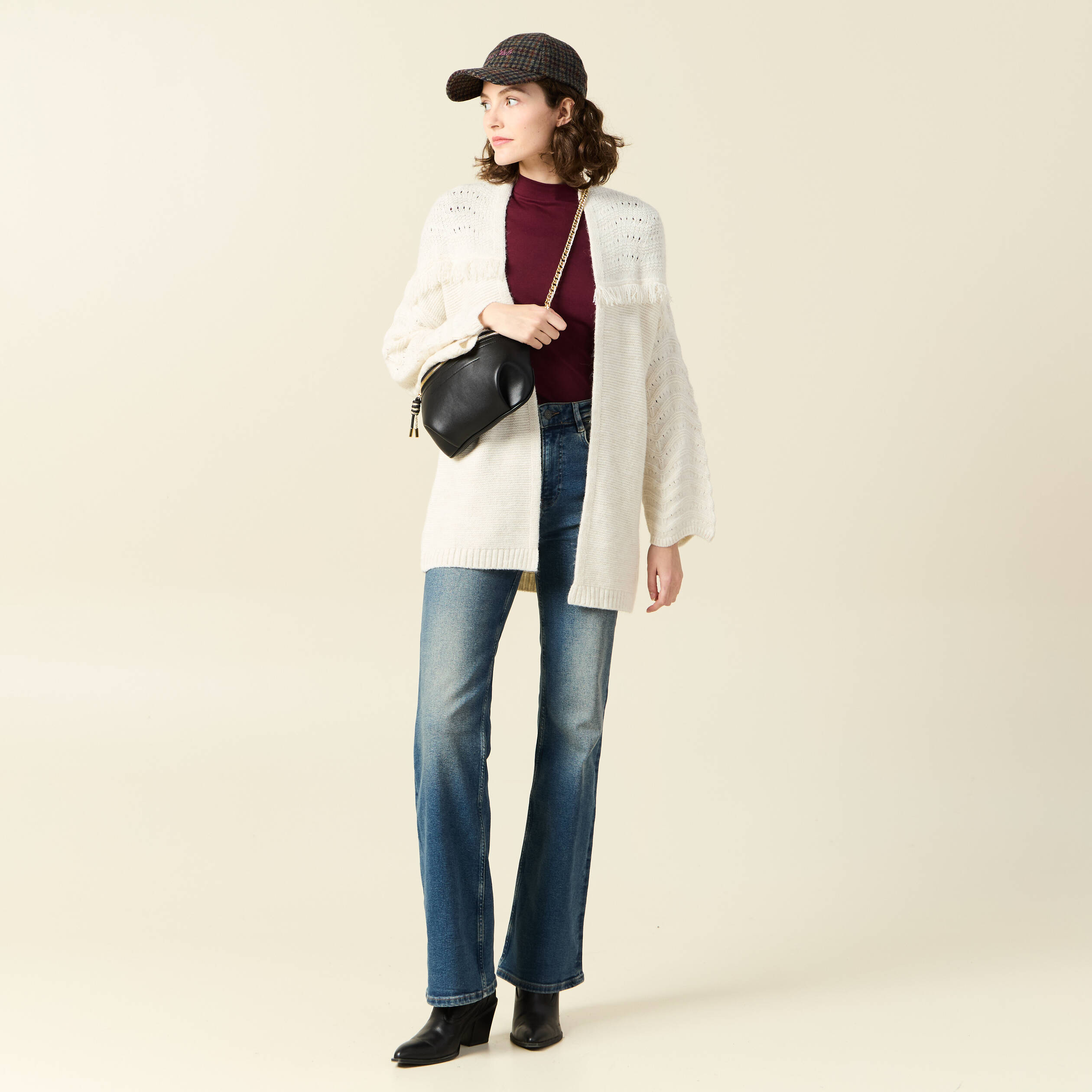 gilet manches longues ecru femme Gilet manches longues ecru femme