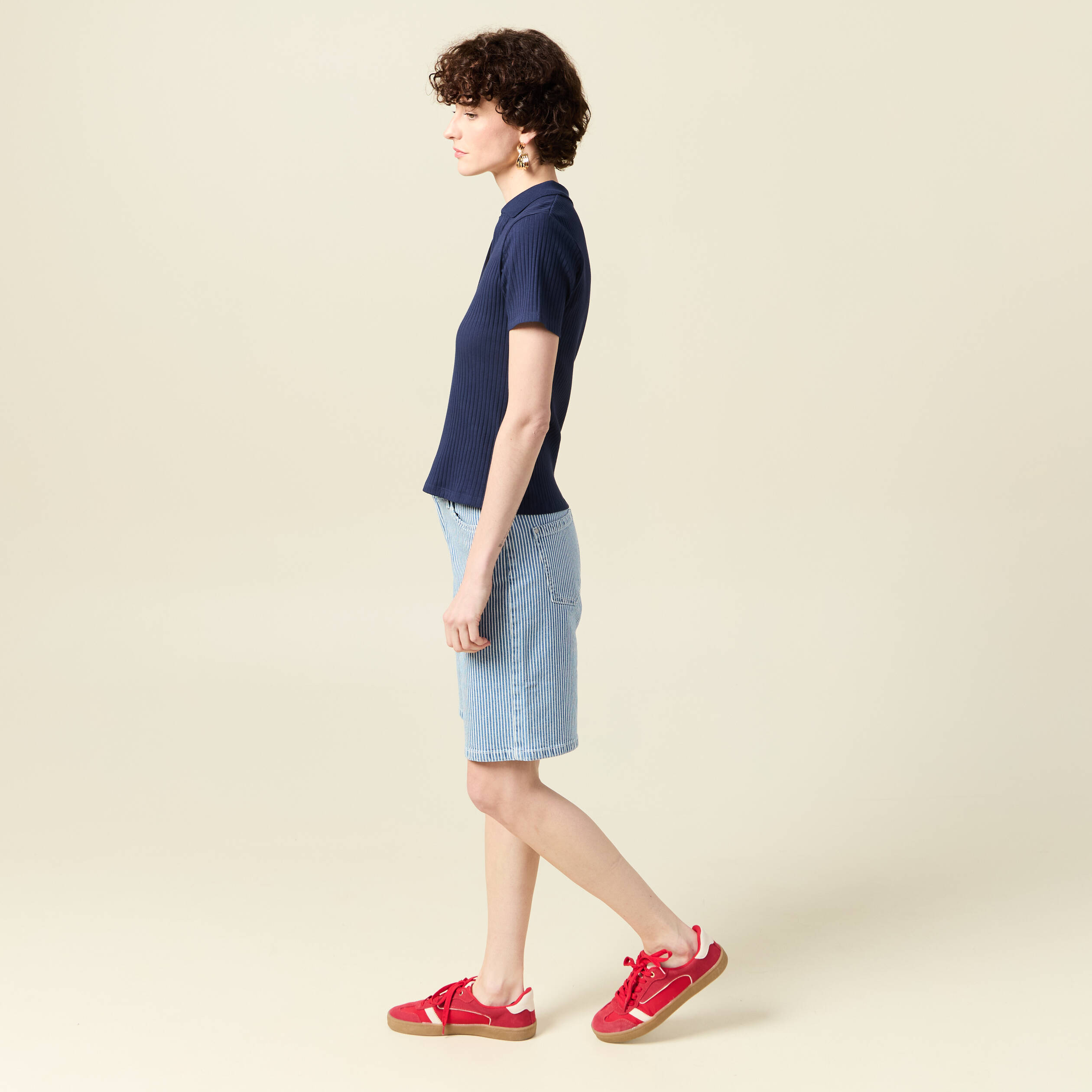 Polo manches courtes bleu marine femme