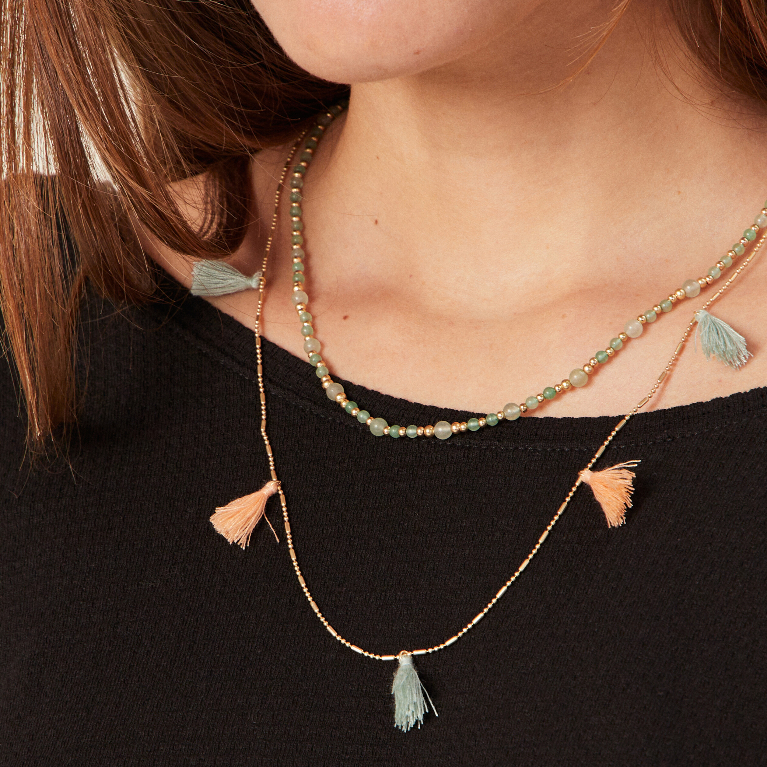 collier 2 rangs bleu marine femme Collier 2 rangs bleu marine femme