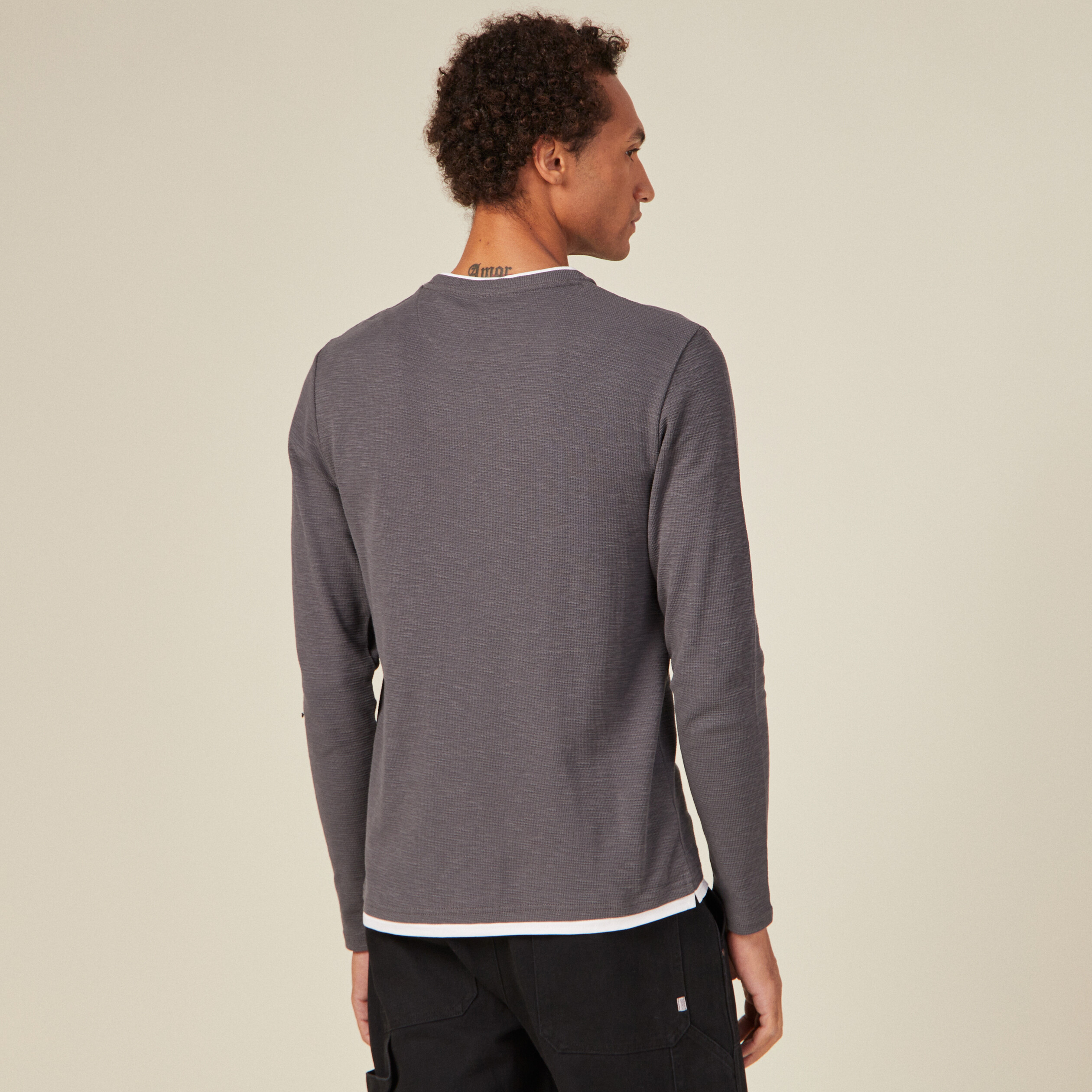 T-shirt manches longues gris foncé homme