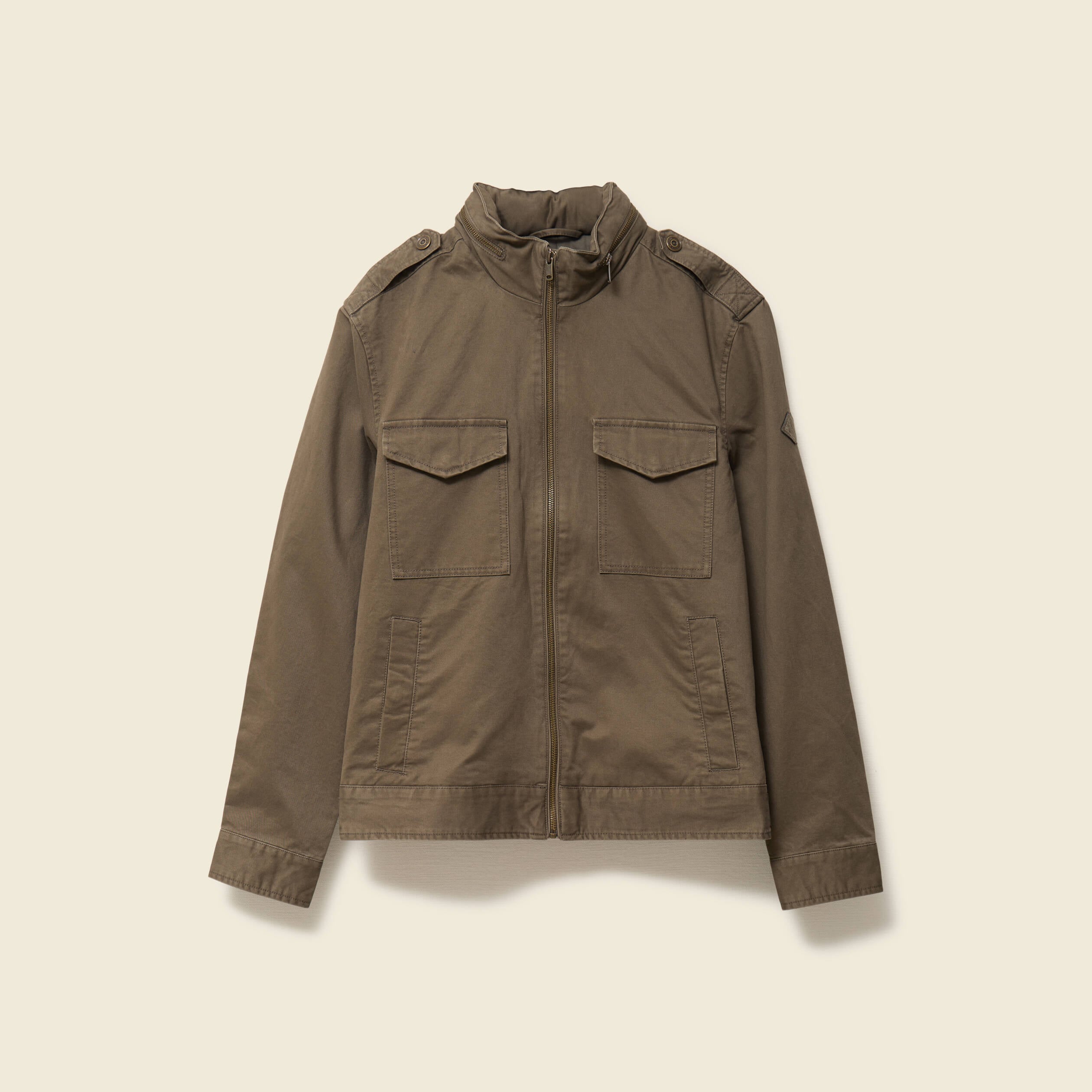 Veste col montant manches longues taupe homme