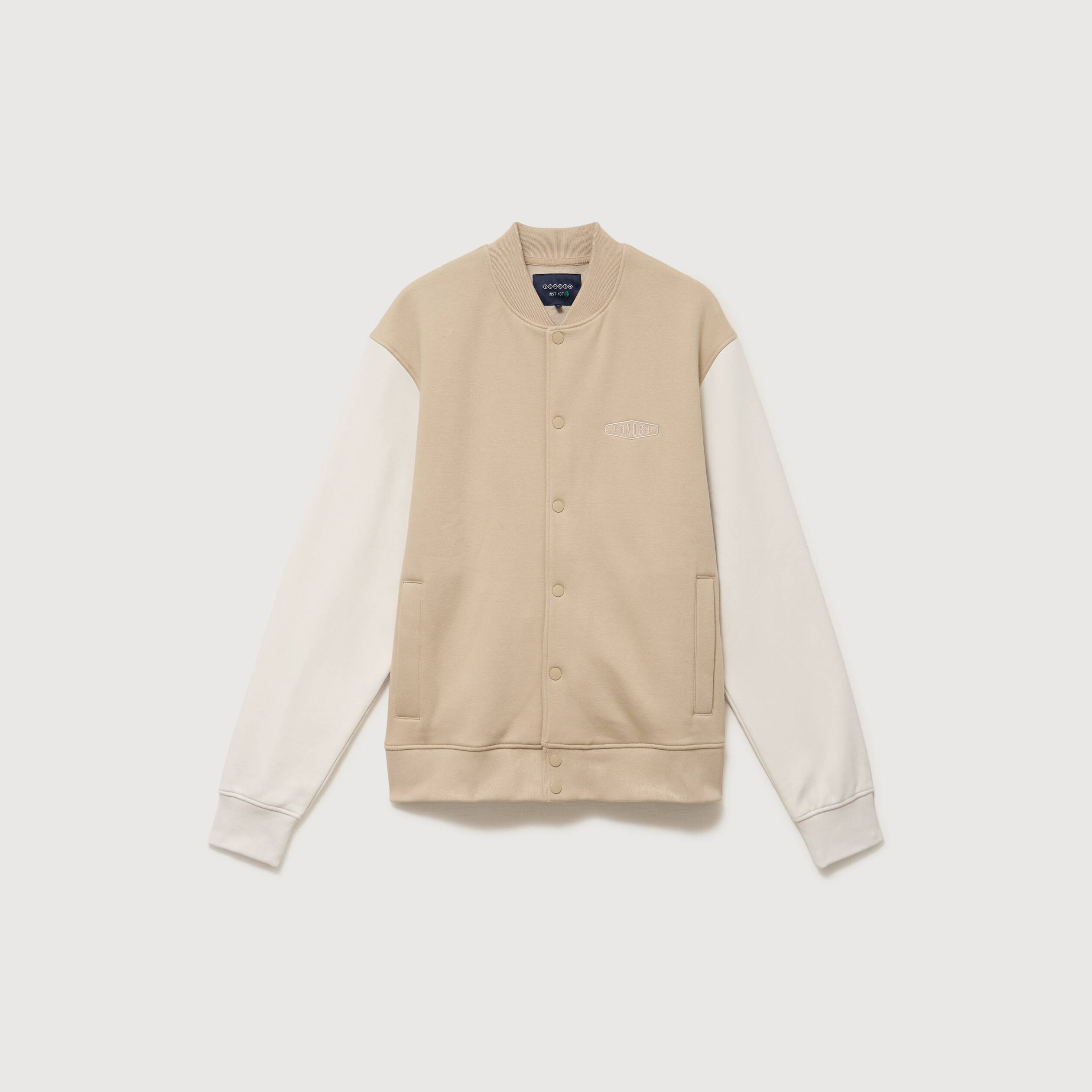 Sweat manches longues brod&eacute; beige homme