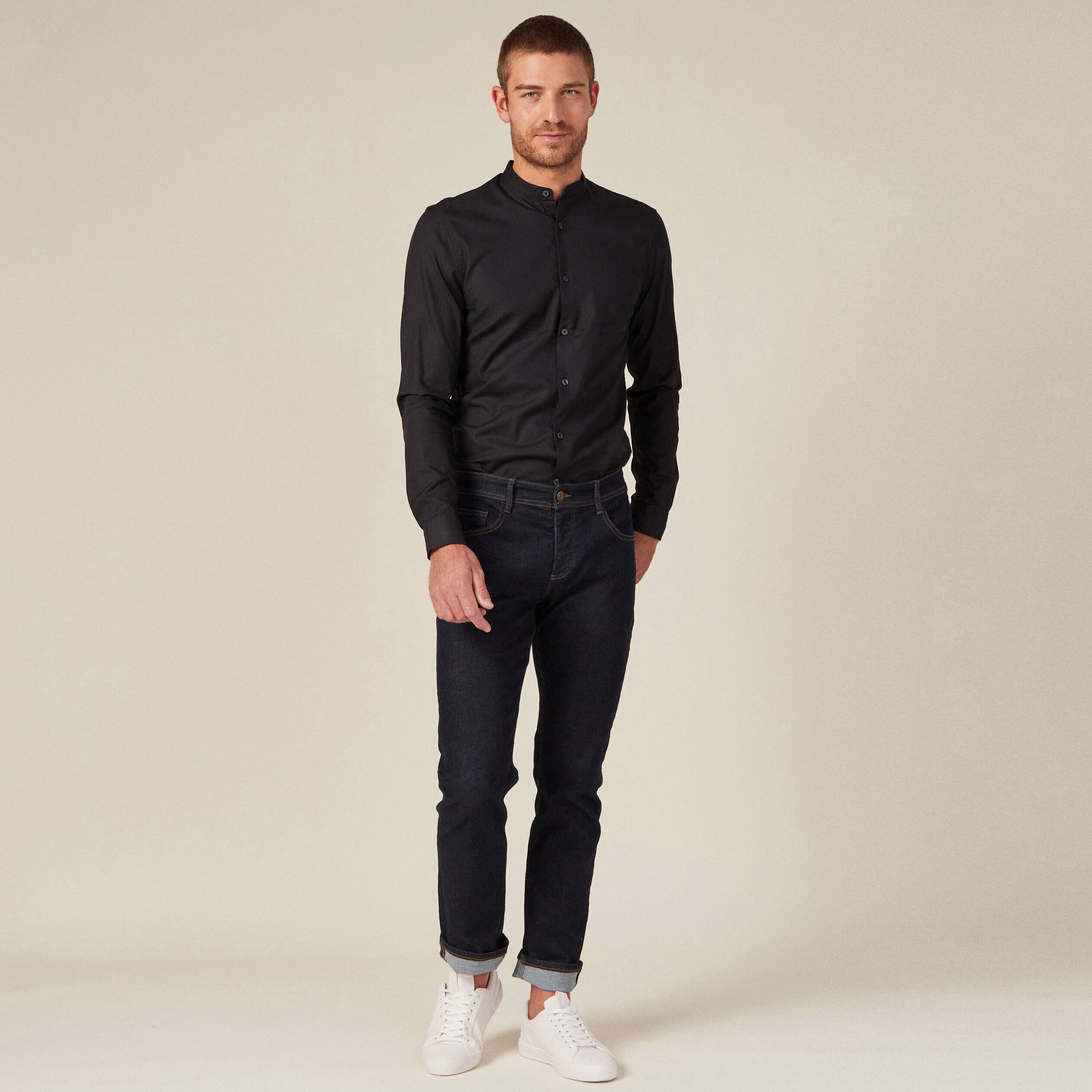 Chemise manches longues noir homme