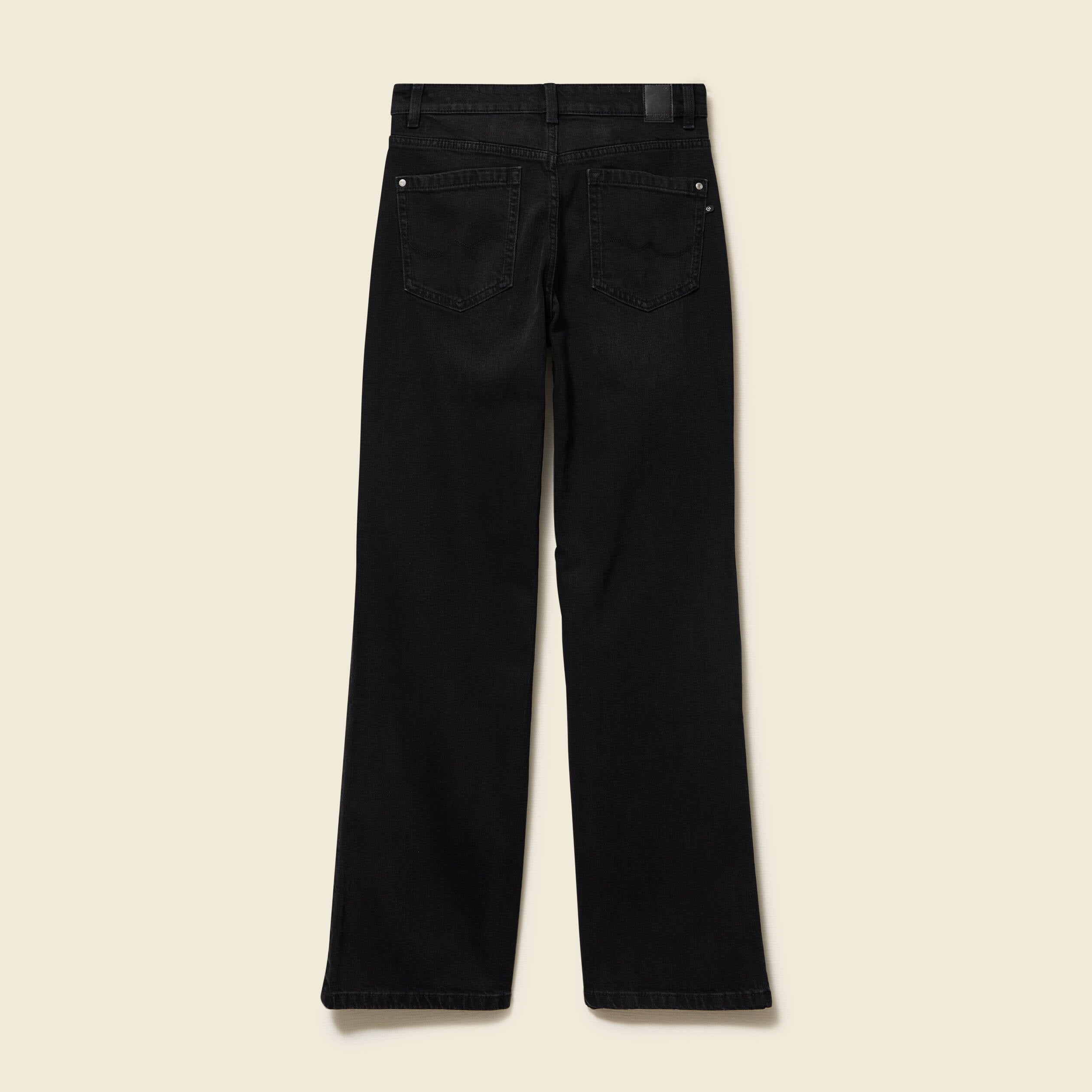Jeans large taille haute denim noir femme