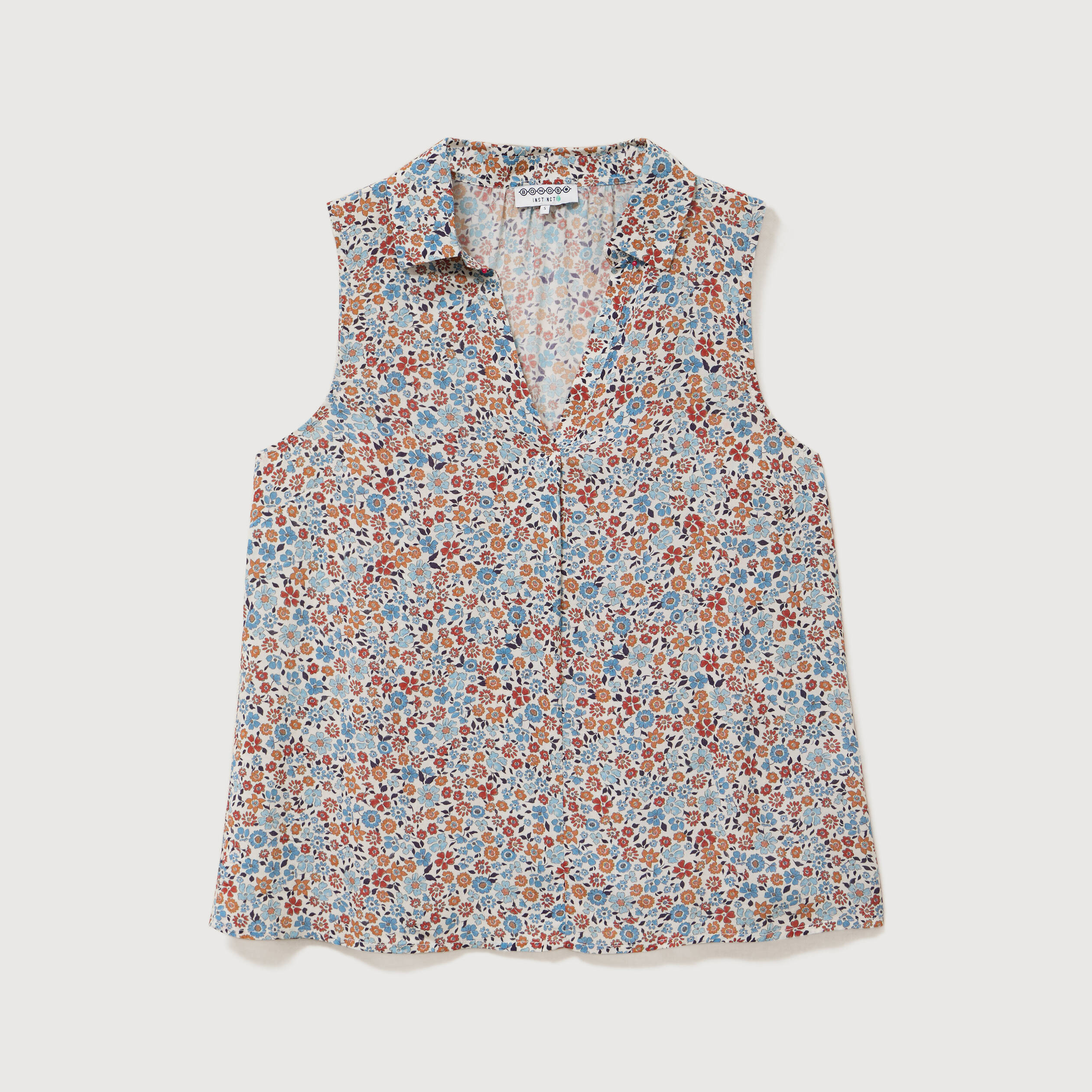 Blouse sans manches bleu gris femme