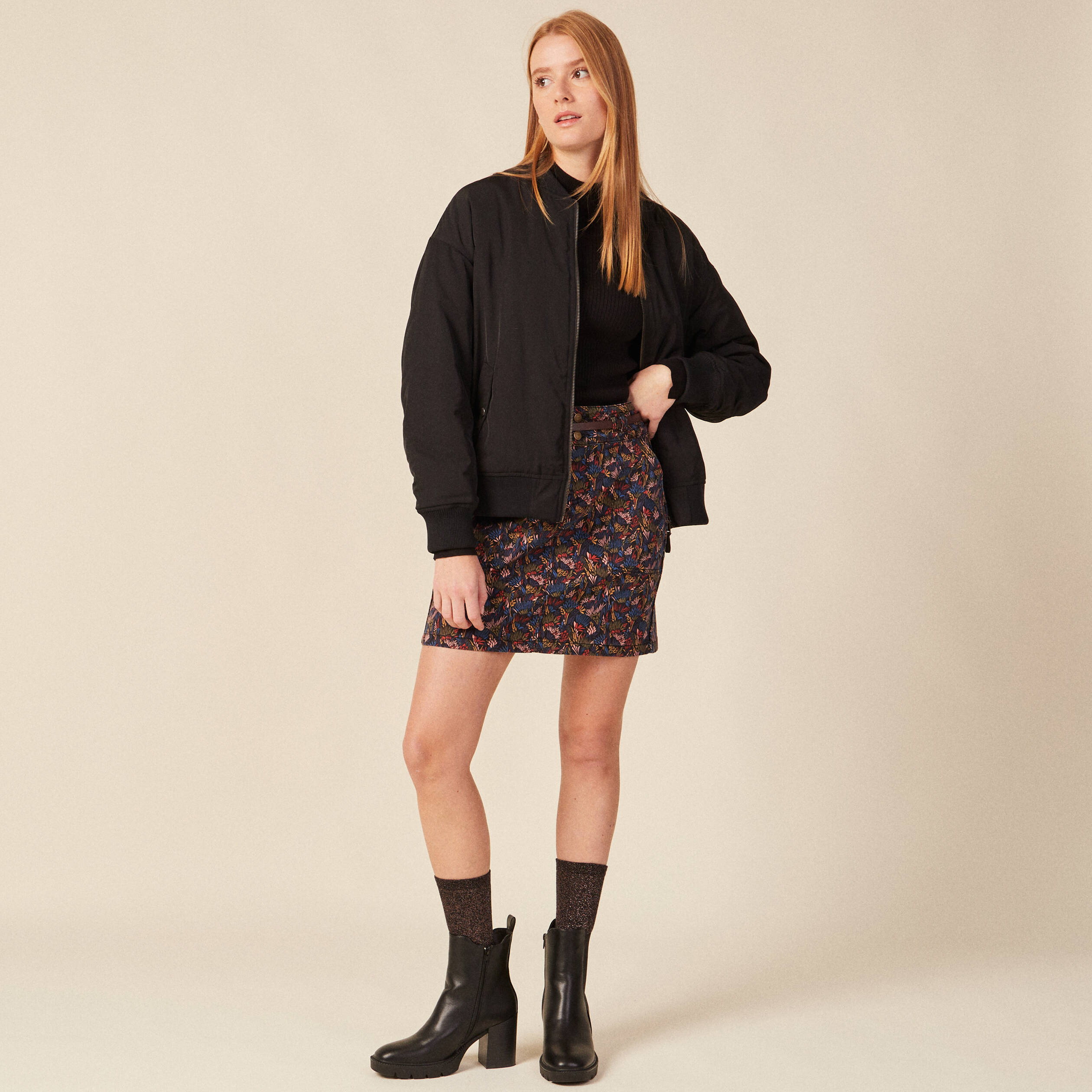 jupe droite eco responsable multicolore femme Jupe droite éco-responsable multicolore femme