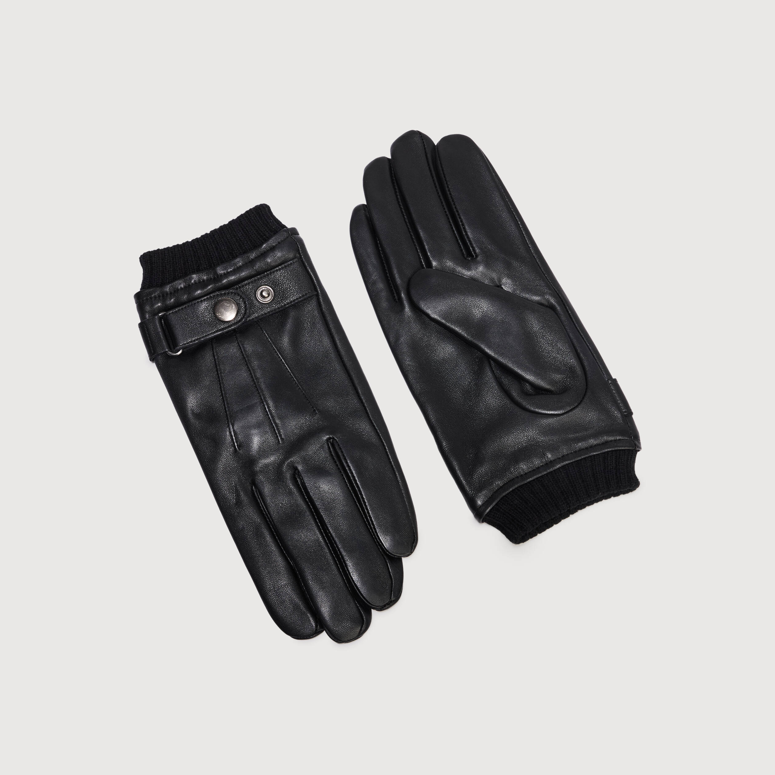Gants en cuir avec doublure noir homme