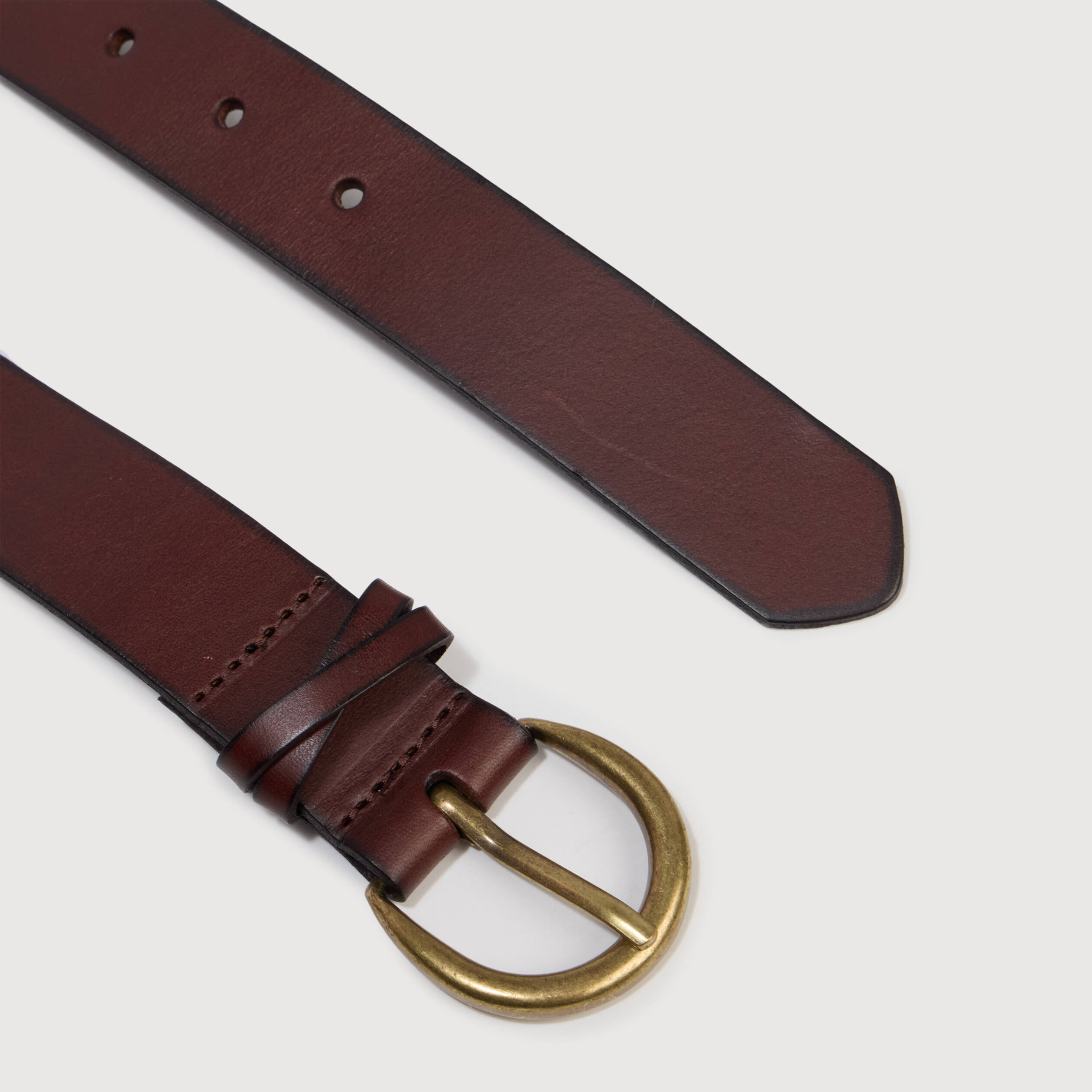 Ceinture large en cuir marron fonc&eacute; femme