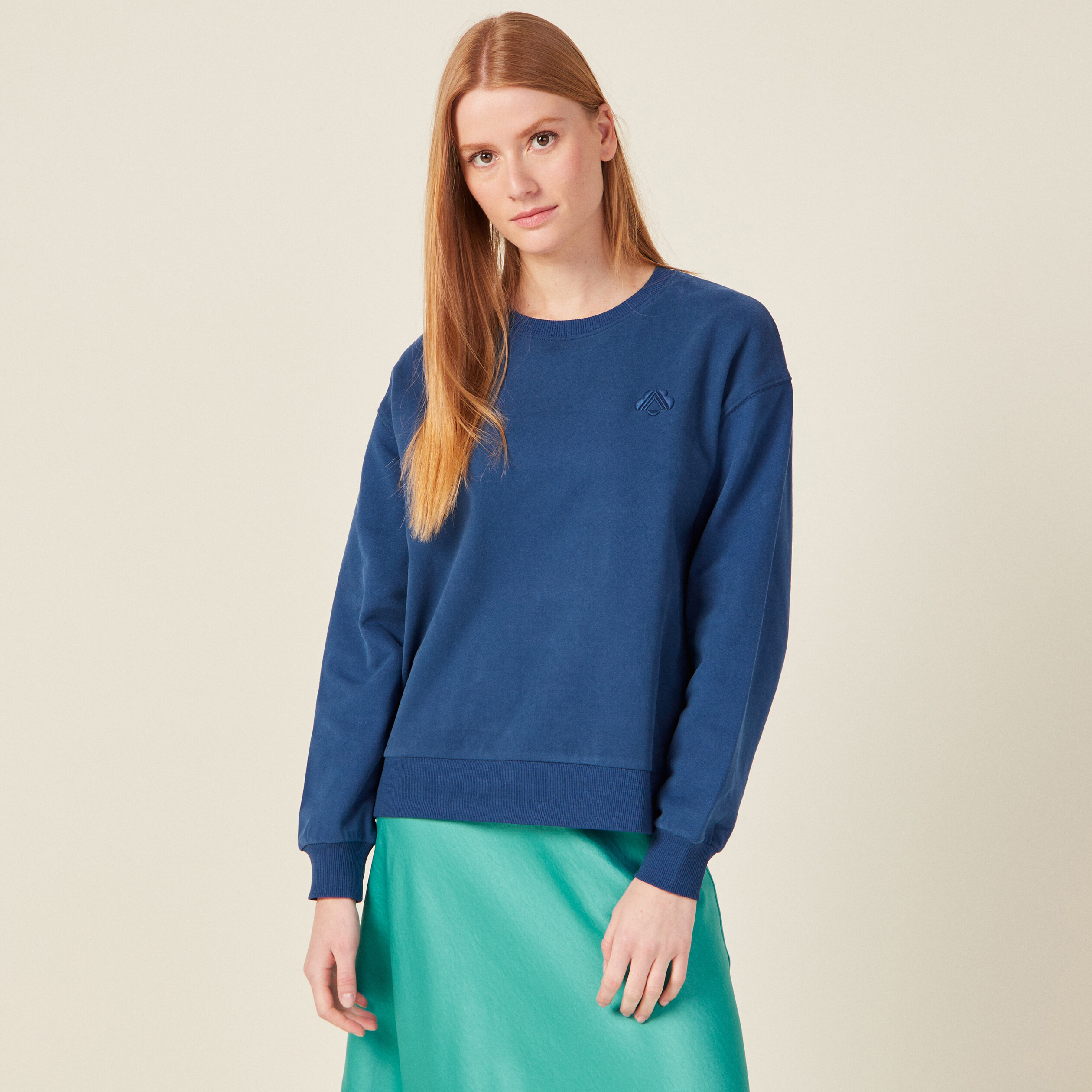 Sweat manches longues bleu marine femme
