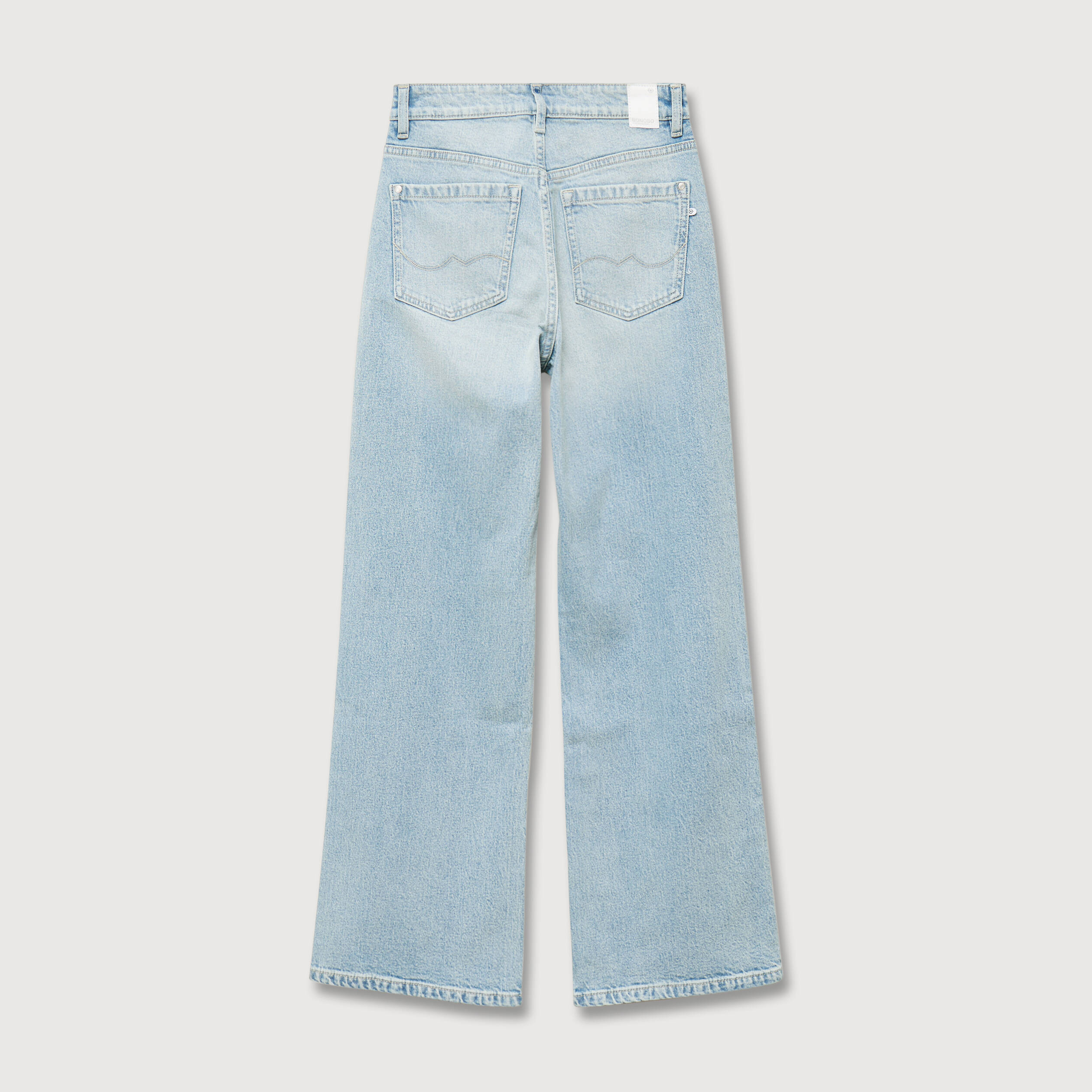 Jeans large taille haute denim baby bleu femme