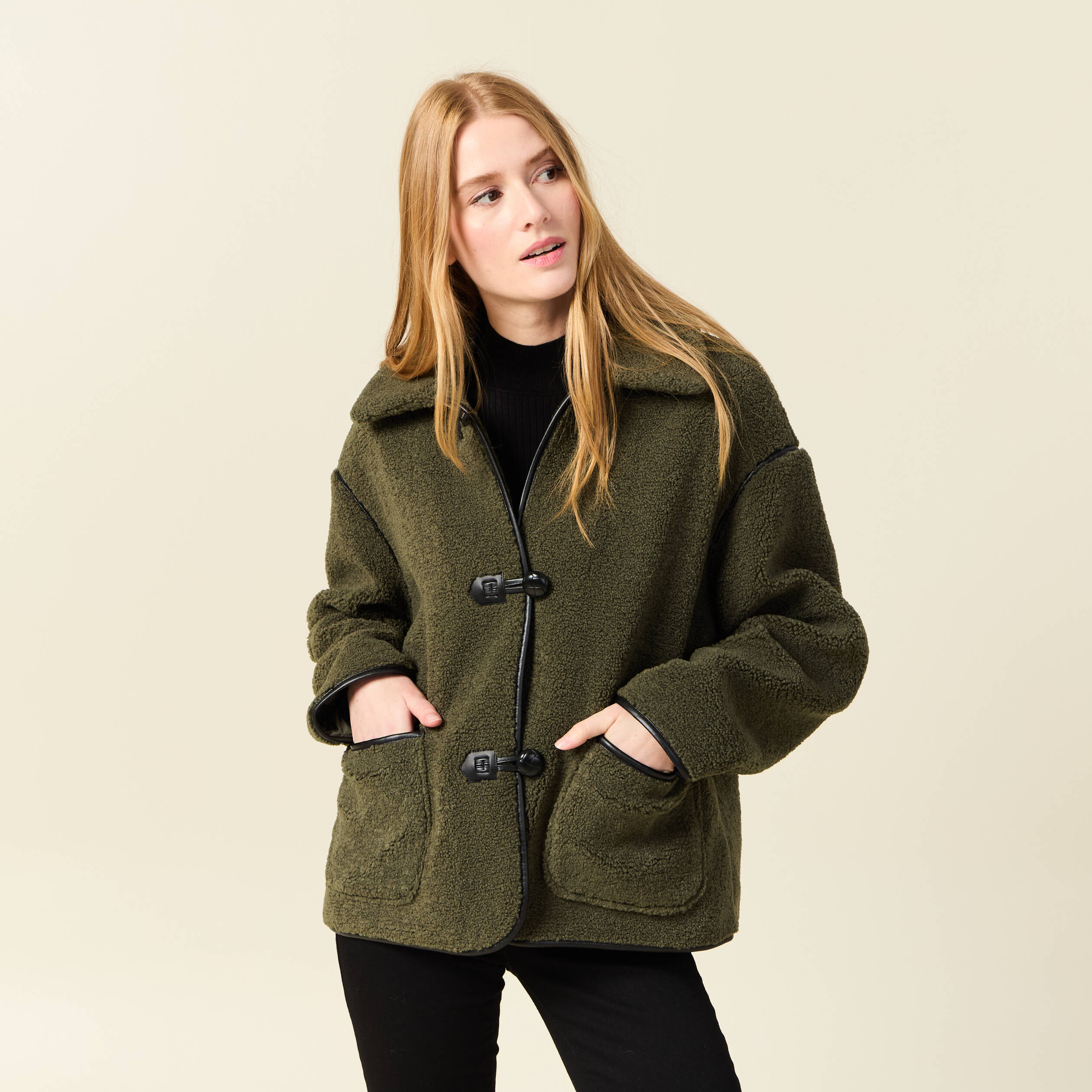 Manteau vert kaki femme