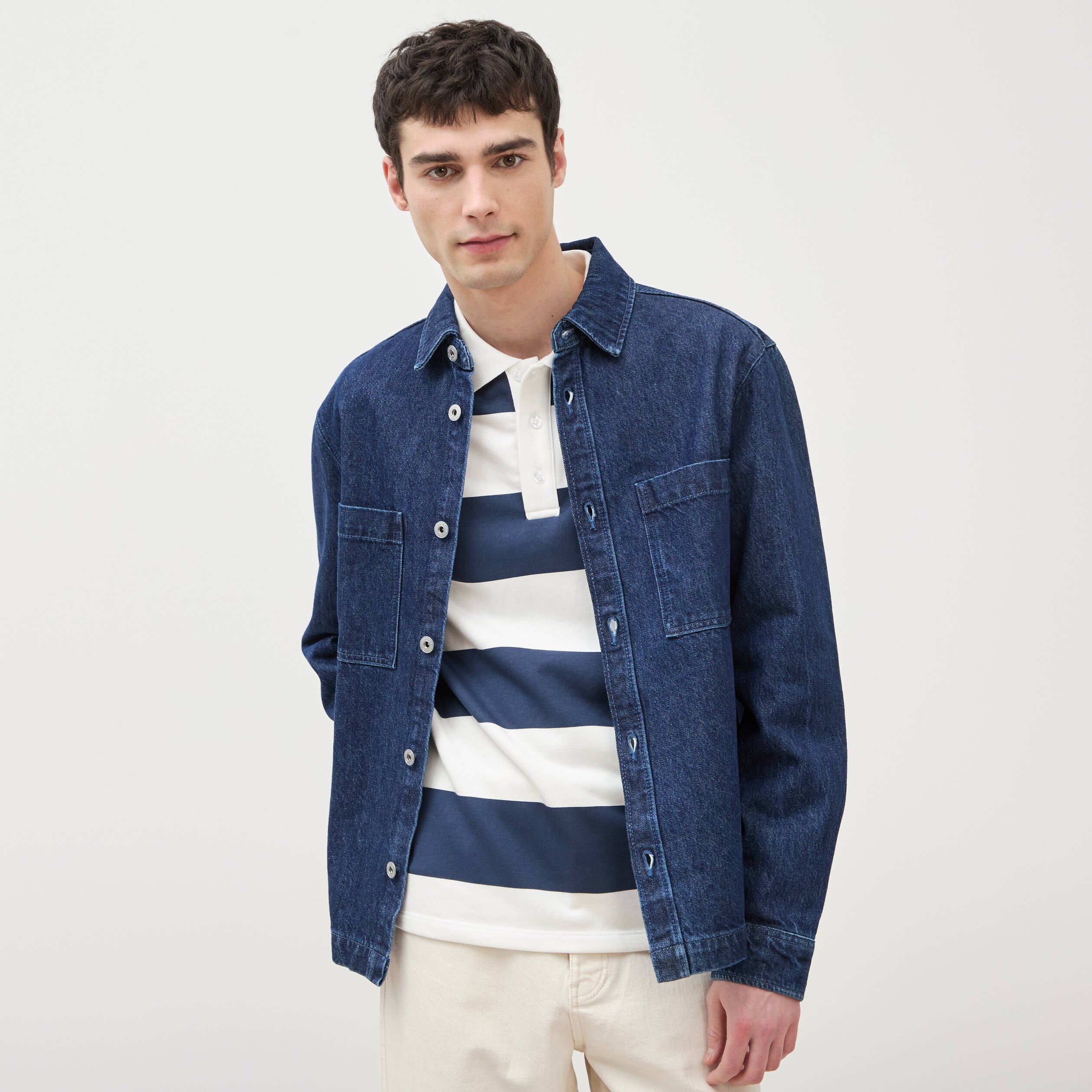Surchemise en jeans coton coupe droite denim brut homme
