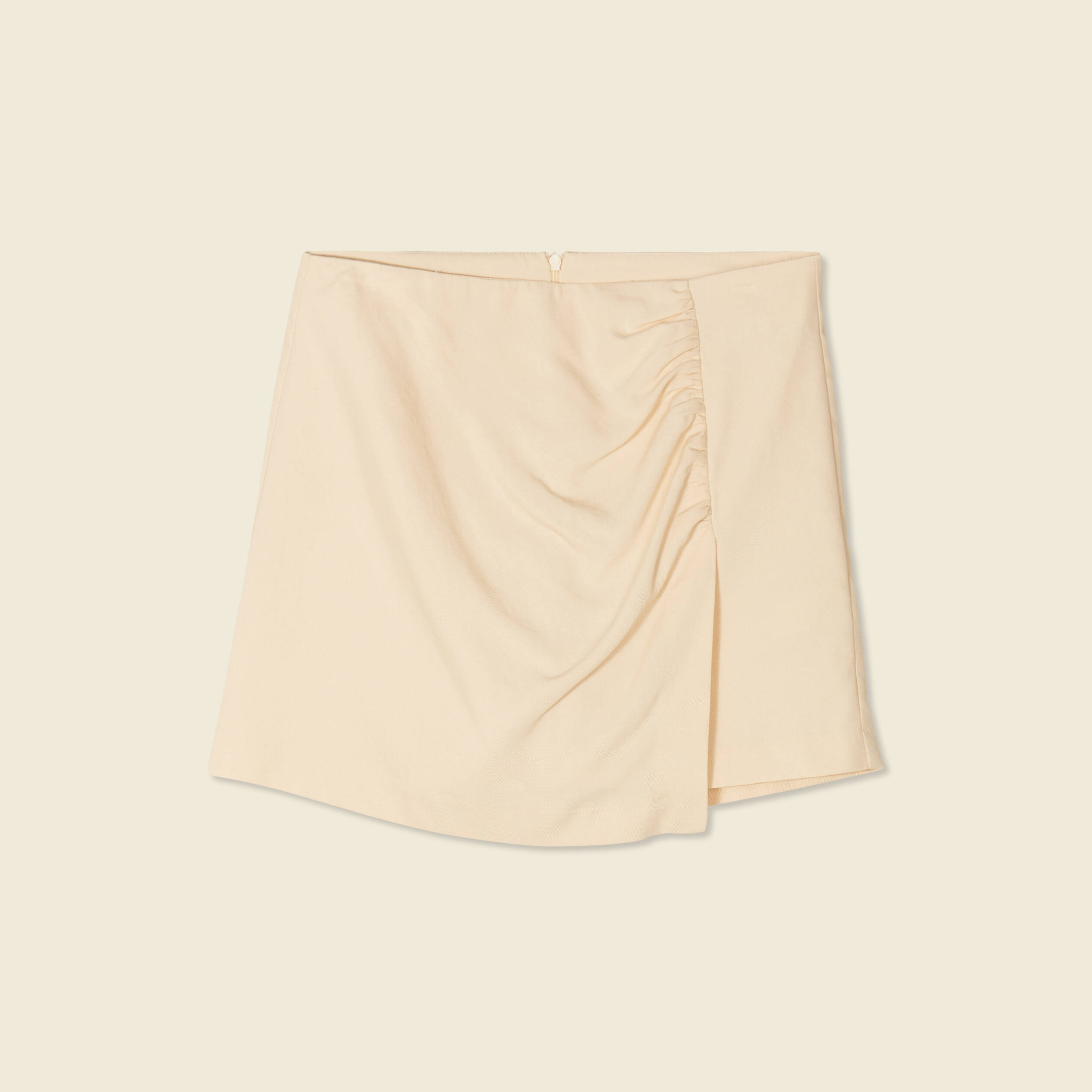 jupe short droite zippee creme femme Jupe-short droite zippée creme femme
