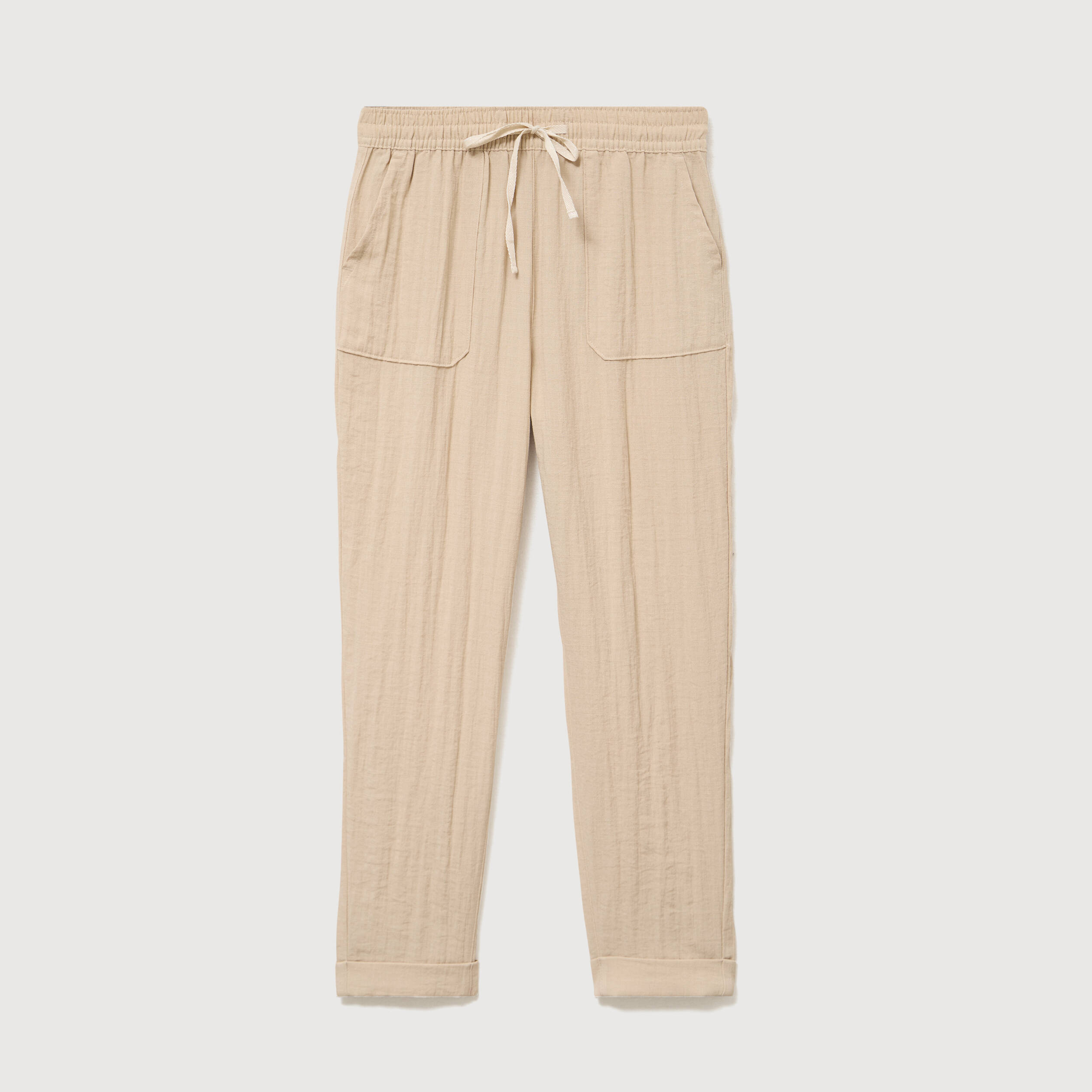 Pantalon taille standard bas resserr&eacute; beige femme