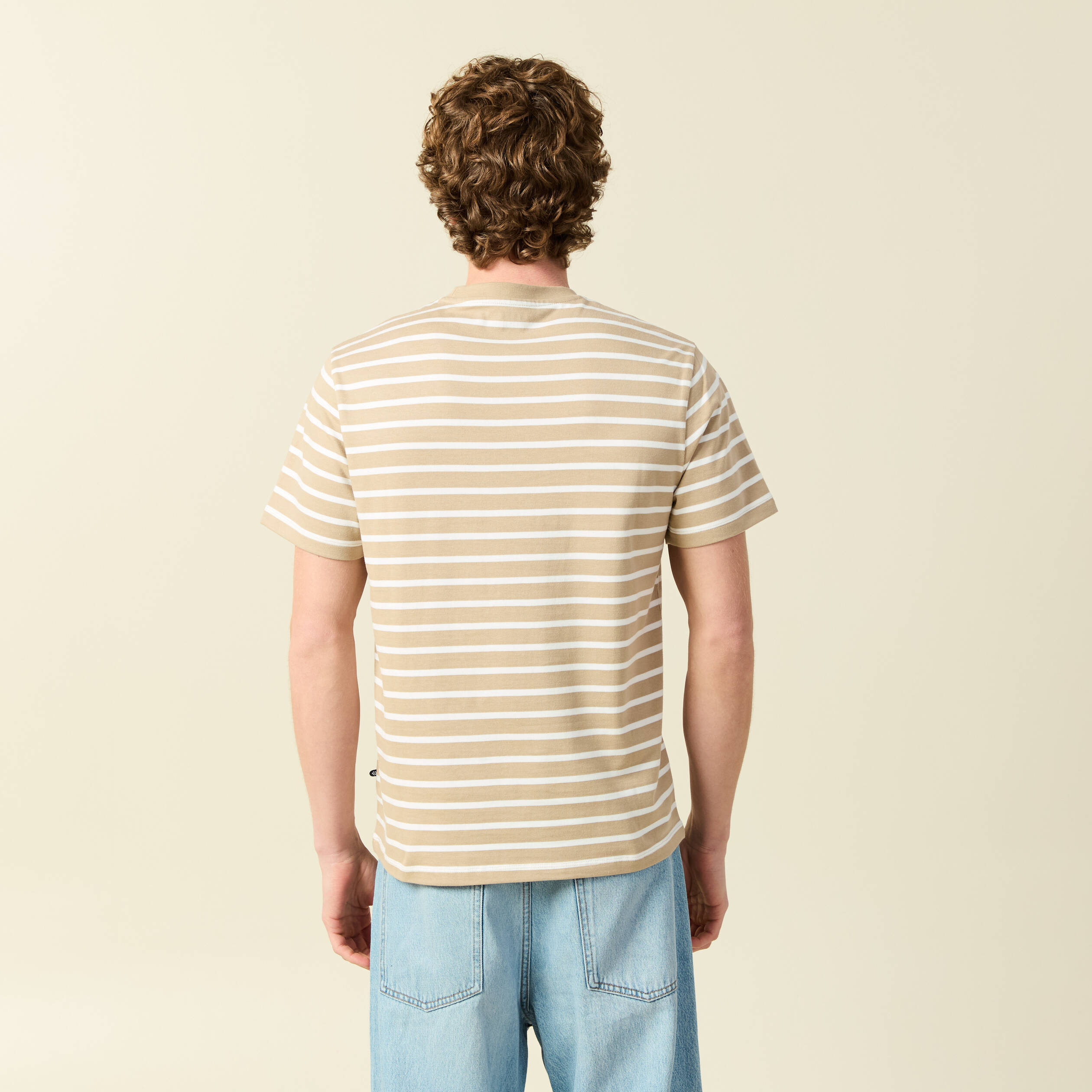T-shirt en coton manches courtes beige homme